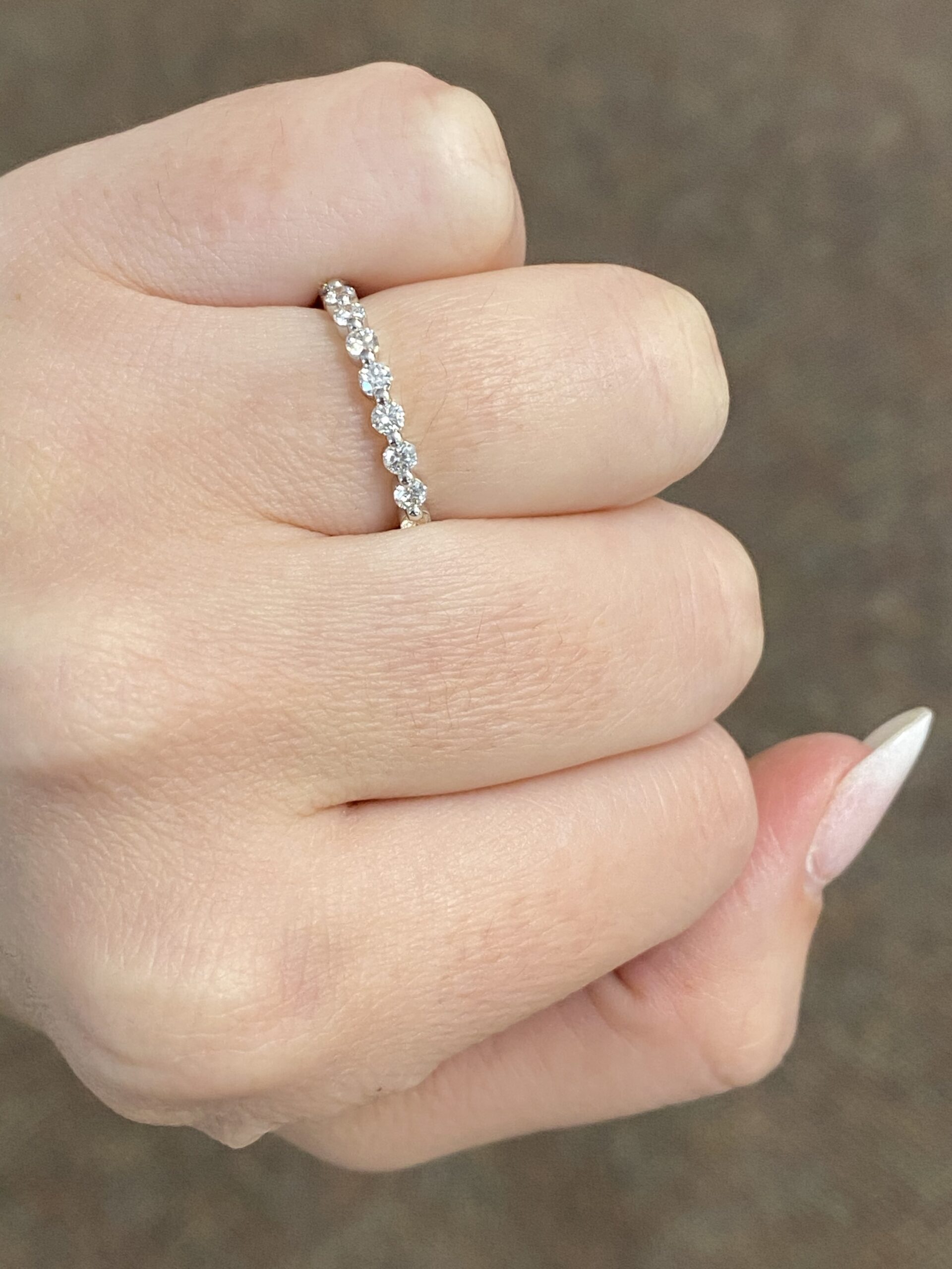 14k White Gold .97 Cttw Shared Prong Diamond Eternity Band - Image 6