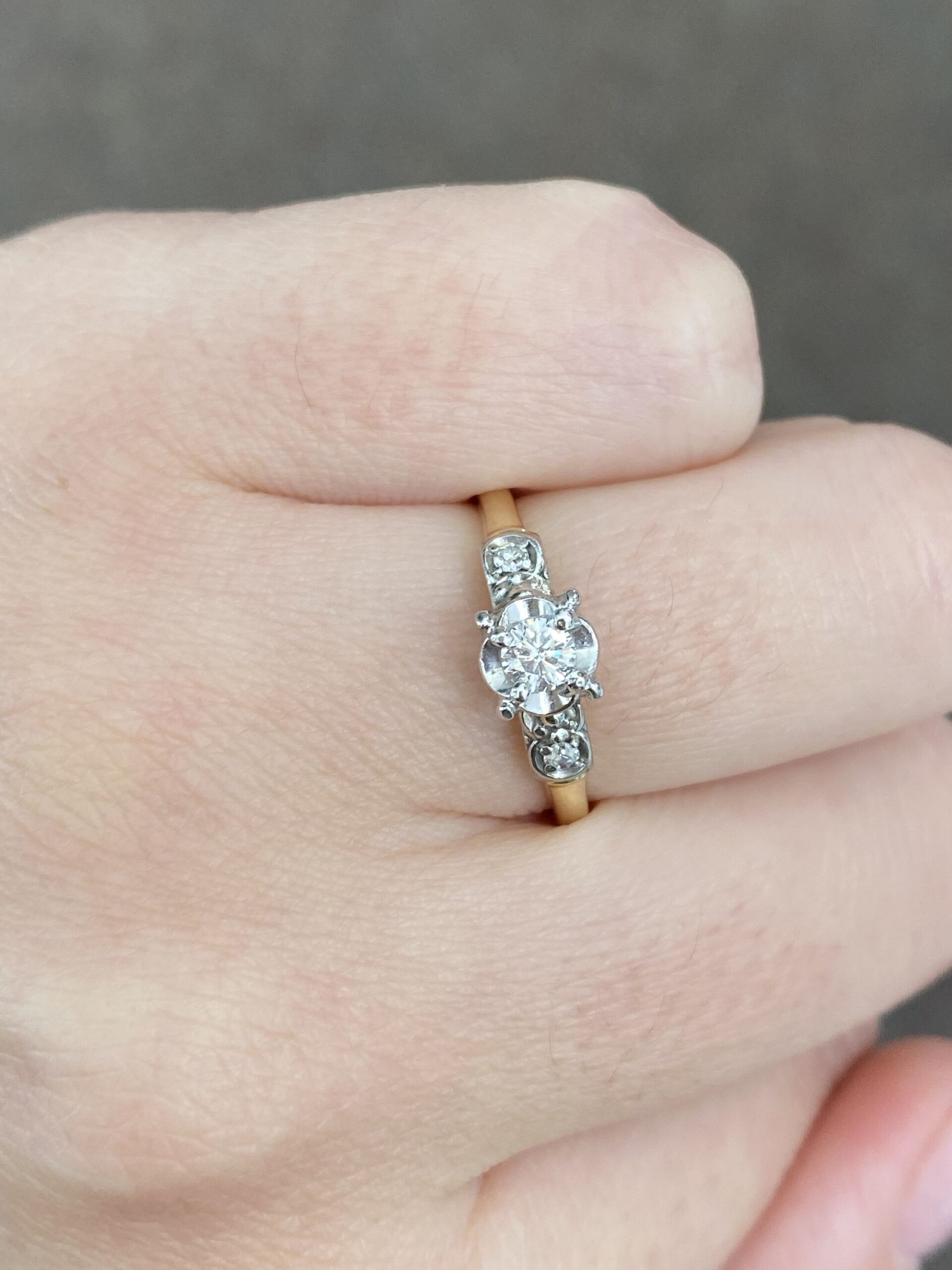 Antique 14k Yellow Gold .15 Cttw 3 Stone Diamond Ring - Image 12