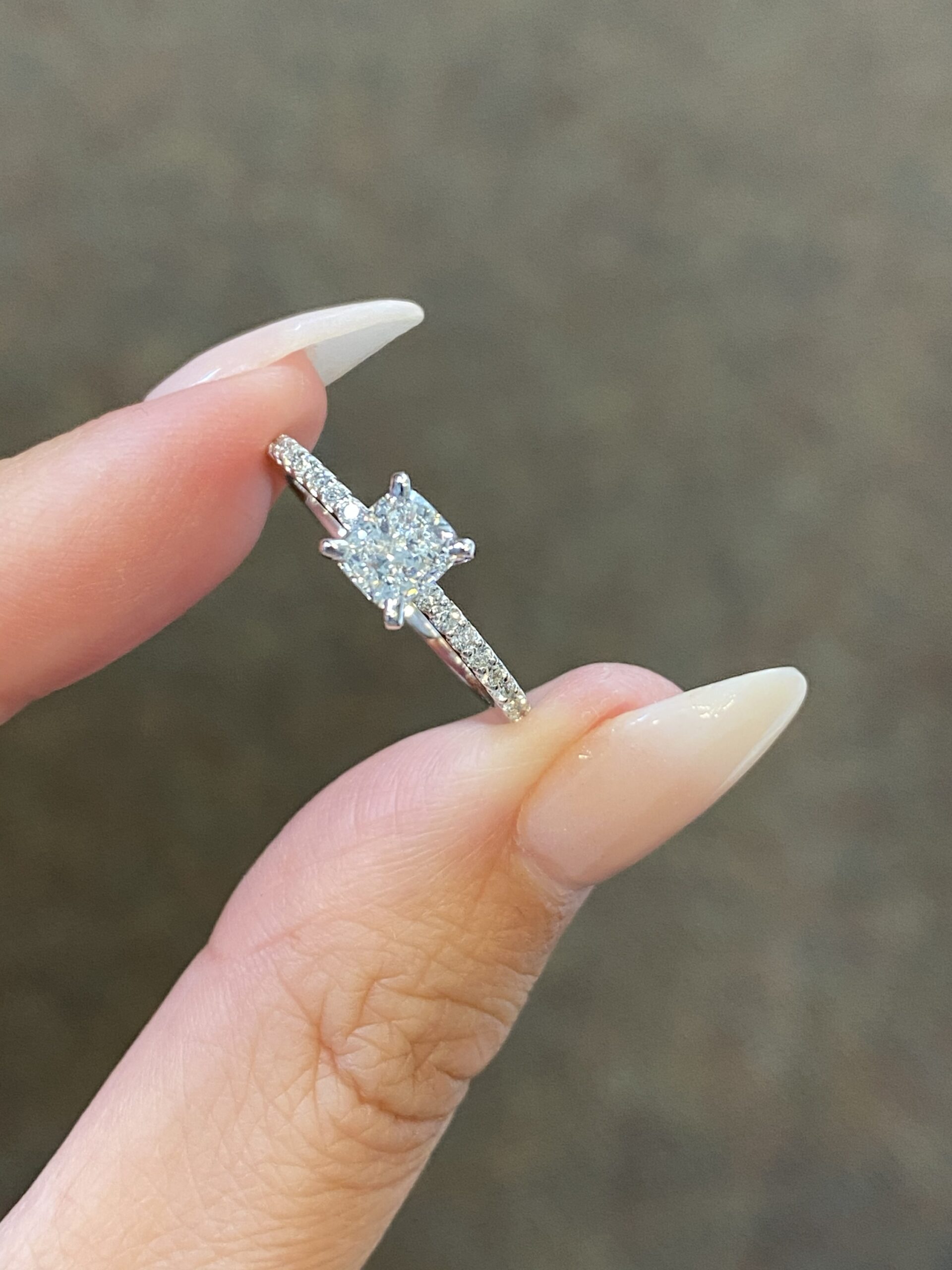 14k White Gold Genuine .71 Cttw G.I.A. Certified Cushion Cut Diamond Engagement Ring - Image 2