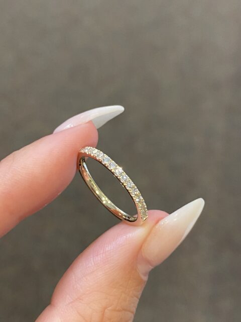 14k Yellow Gold Delicate 1/4 Cttw Genuine Round Brilliant Cut Diamond Band