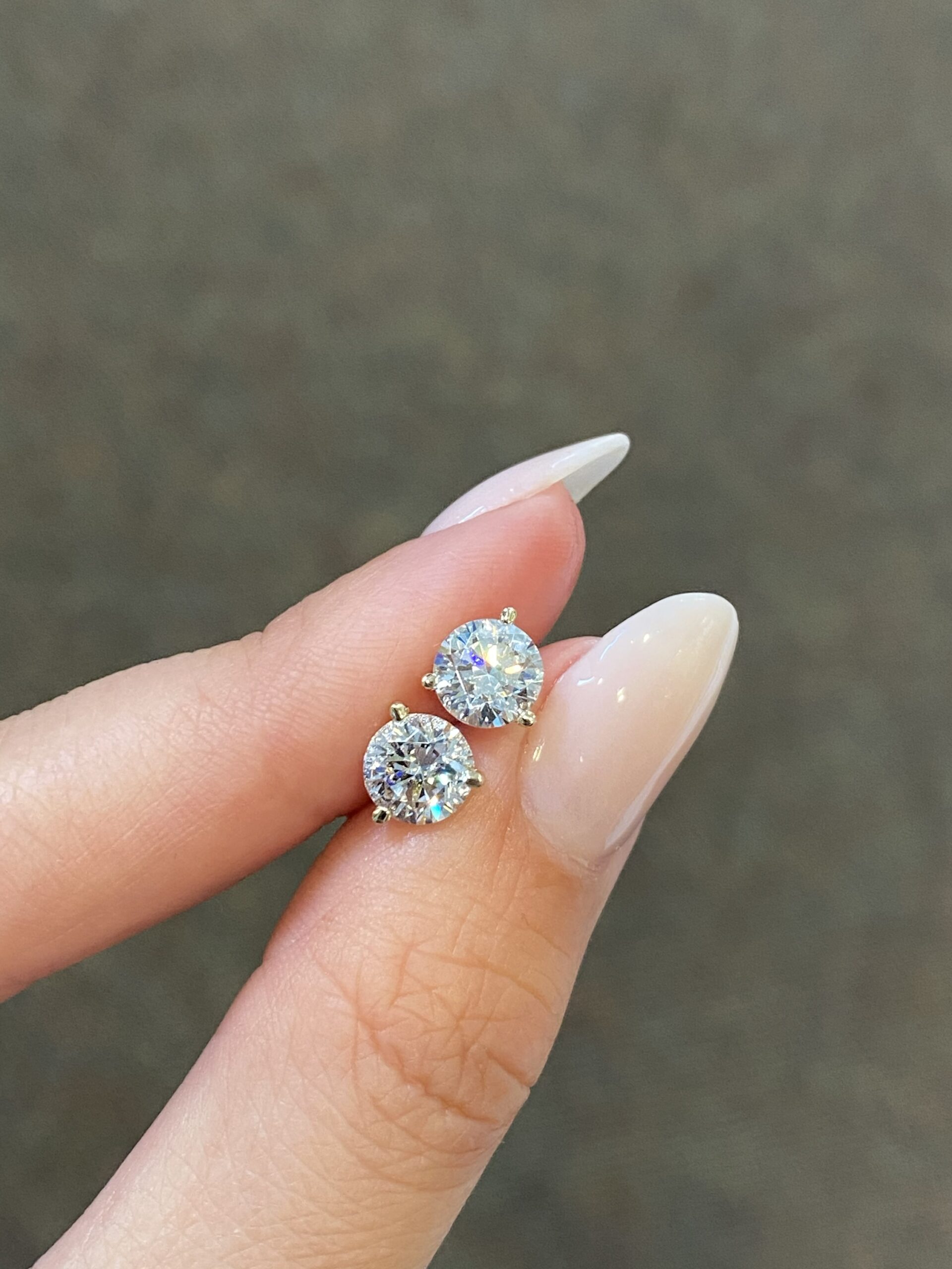 14k Yellow (Or White) Gold 6.5 MM (2 CTTW) CZ Stud Earrings - Image 2