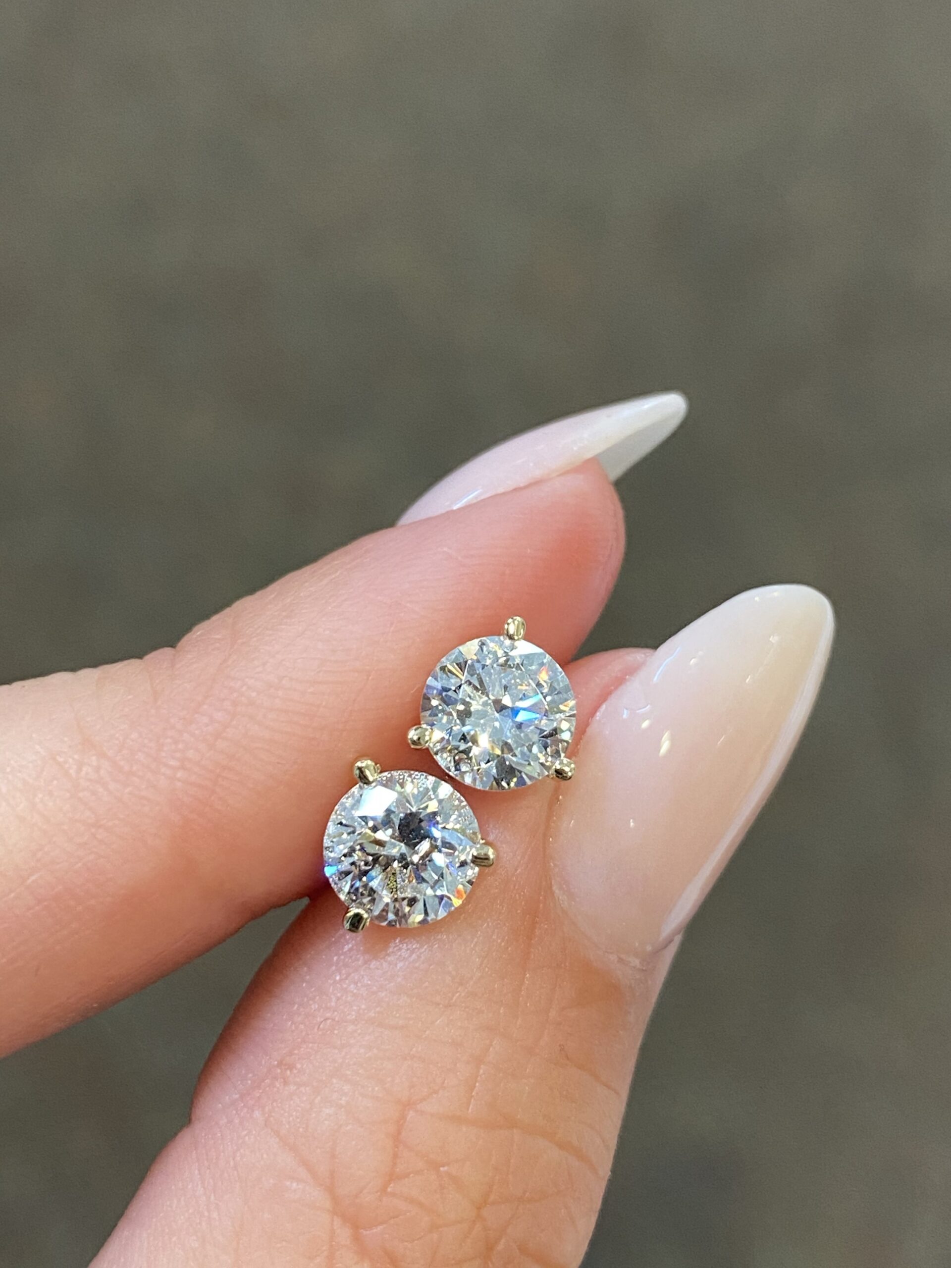 14k Yellow (Or White) Gold 6.5 MM (2 CTTW) CZ Stud Earrings