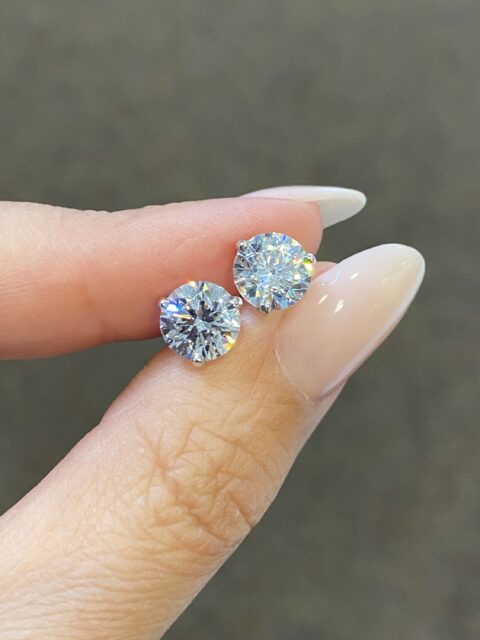 14k White (Or Yellow) Gold 7.5 MM CZ (3 CTTW) Stud Earrings