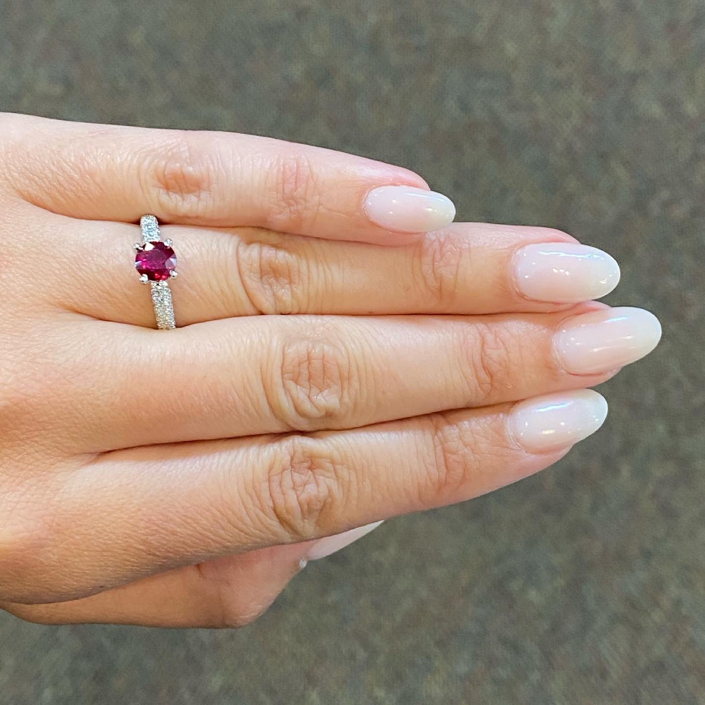 Platinum 1.07 Carat Genuine Mozambique Ruby & Diamond Ring - Image 7