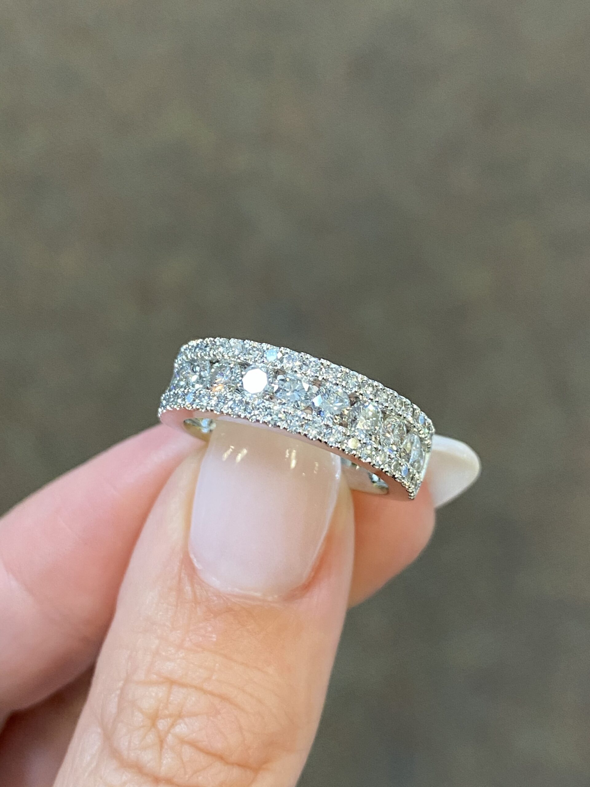 Platinum Genuine 1.45 Cttw Round Brilliant Cut Diamond 3 Row Band - Image 5