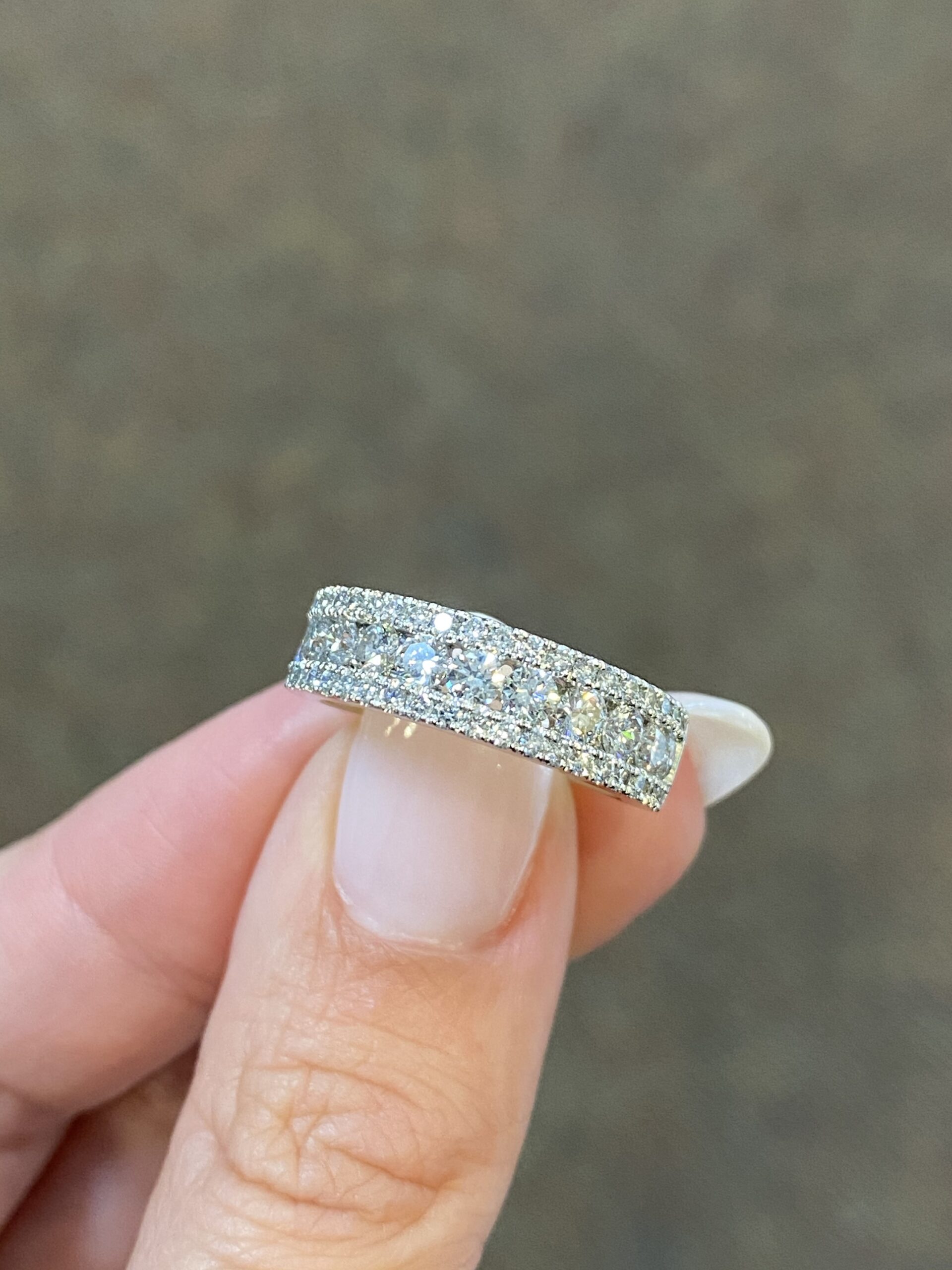 Platinum Genuine 1.45 Cttw Round Brilliant Cut Diamond 3 Row Band - Image 6