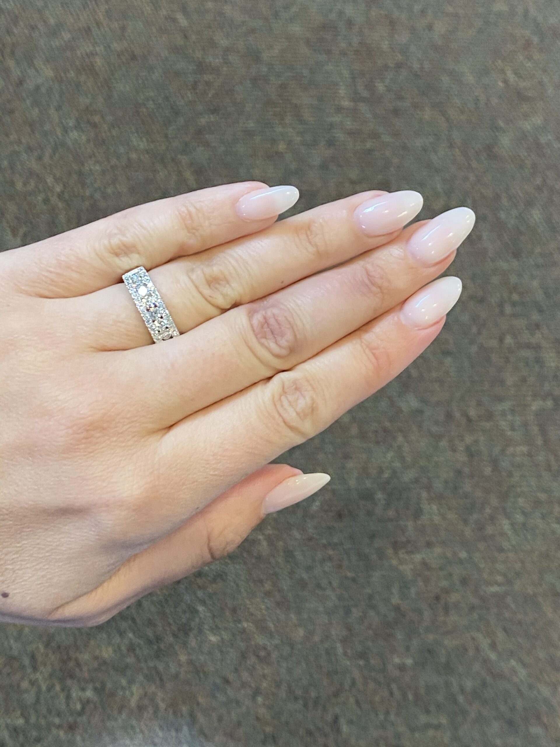 Platinum Genuine 1.45 Cttw Round Brilliant Cut Diamond 3 Row Band - Image 7