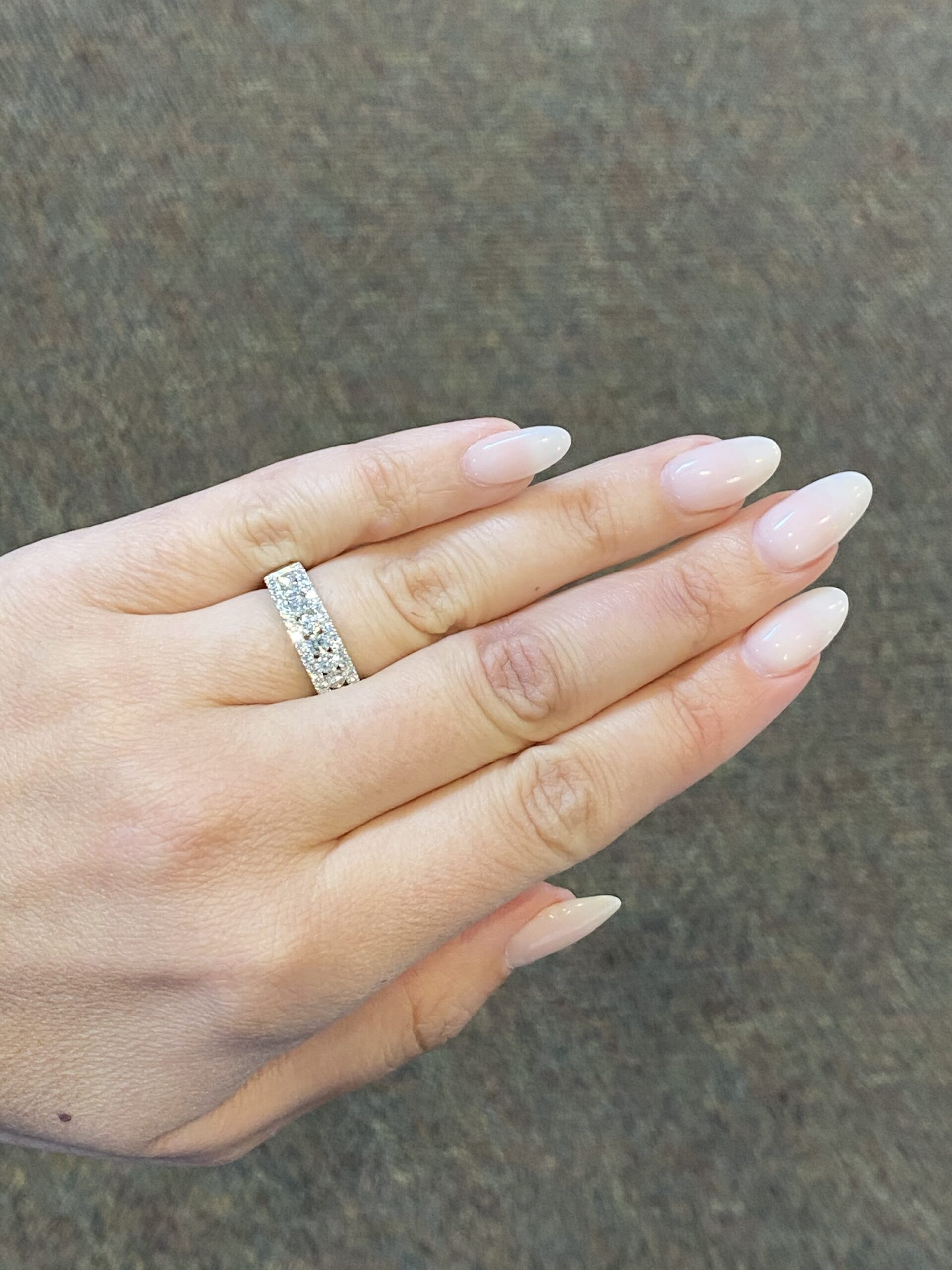 Platinum Genuine 1.45 Cttw Round Brilliant Cut Diamond 3 Row Band - Image 8