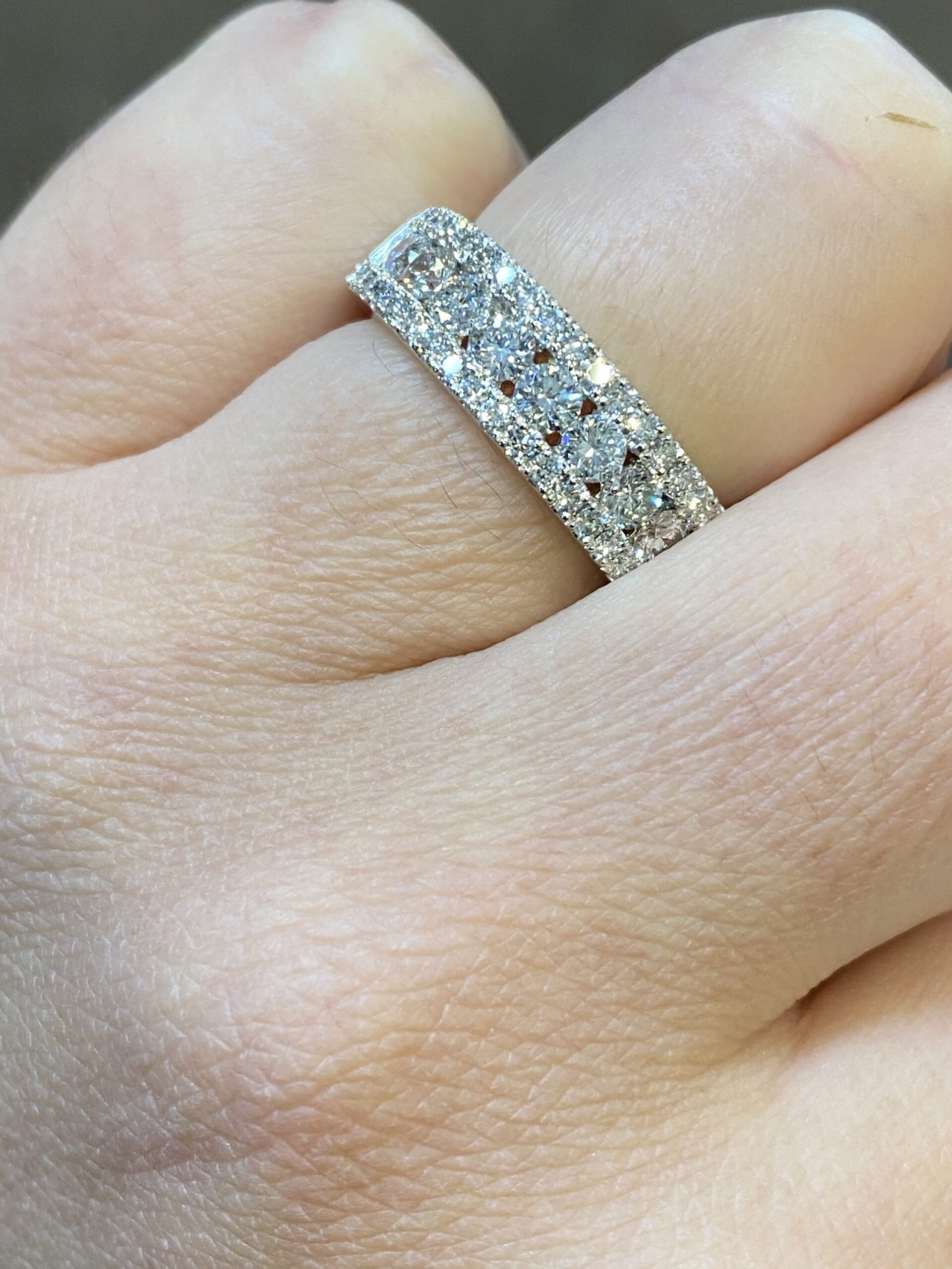 Platinum Genuine 1.45 Cttw Round Brilliant Cut Diamond 3 Row Band - Image 13