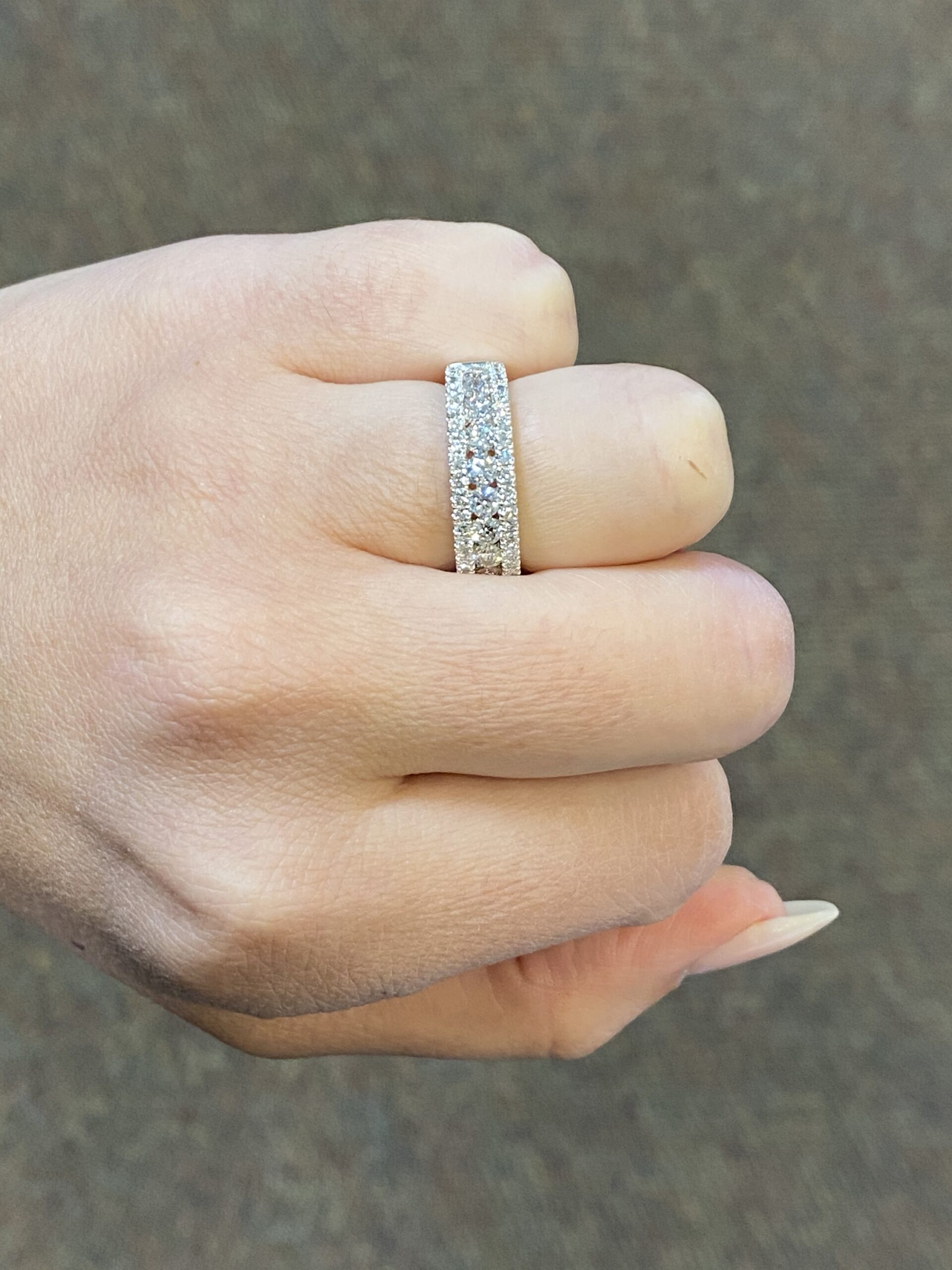 Platinum Genuine 1.45 Cttw Round Brilliant Cut Diamond 3 Row Band - Image 14