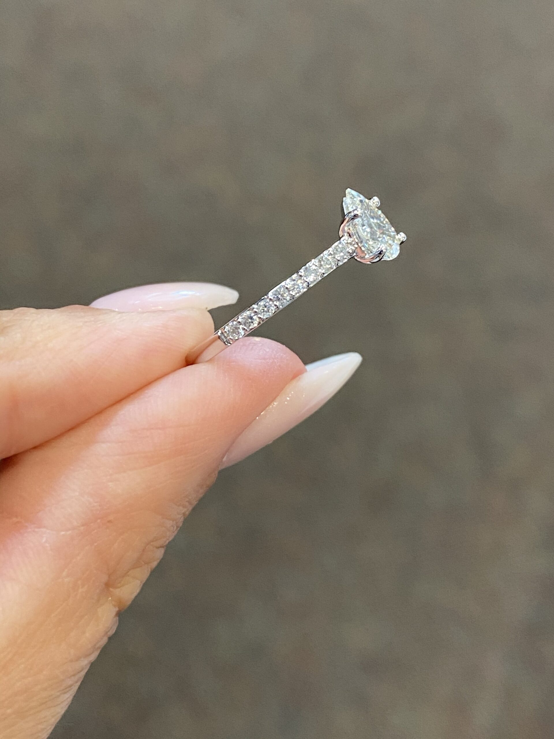 14k White Gold Genuine 1/2 Carat Pear Shape Diamond Solitaire Engagement Ring - Image 4