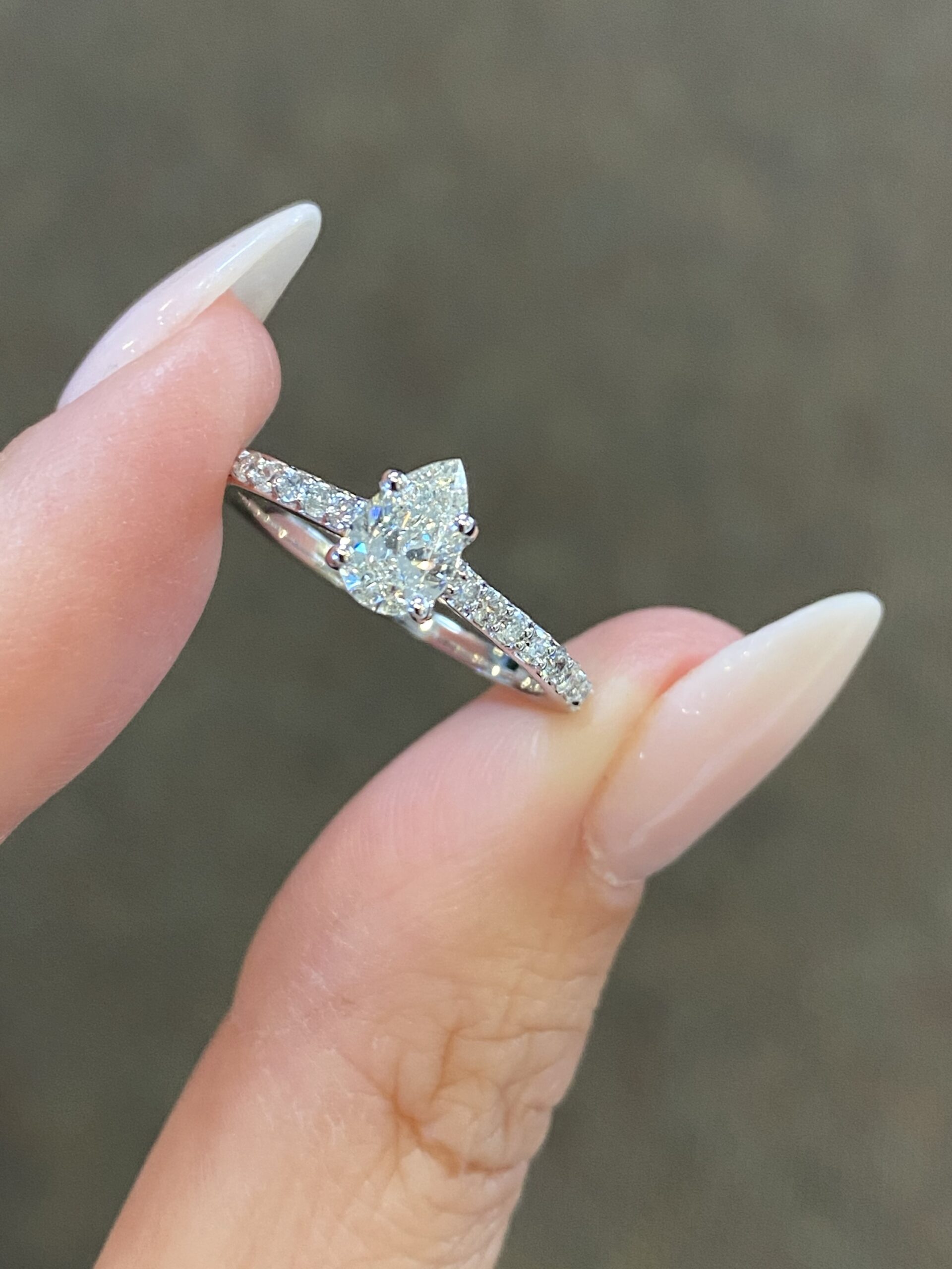 14k White Gold Genuine 1/2 Carat Pear Shape Diamond Solitaire Engagement Ring - Image 2