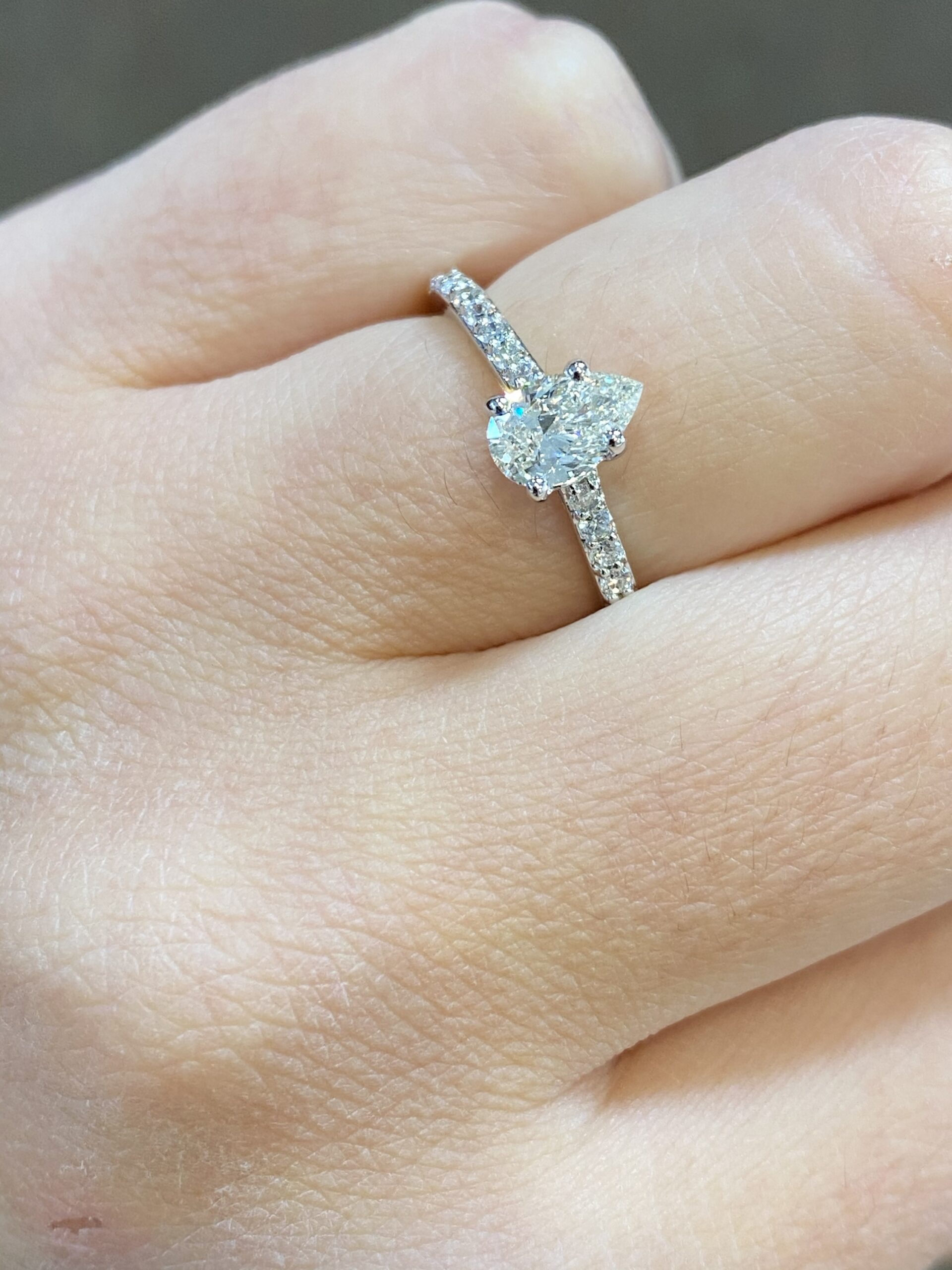 14k White Gold Genuine 1/2 Carat Pear Shape Diamond Solitaire Engagement Ring - Image 5