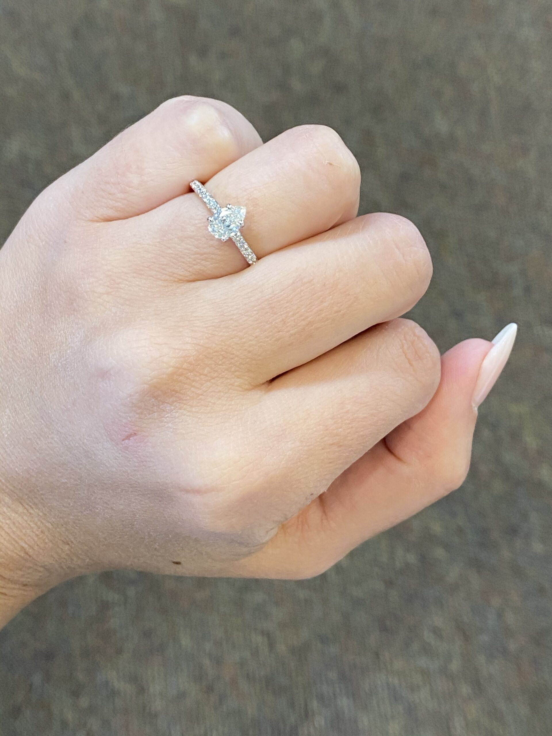 14k White Gold Genuine 1/2 Carat Pear Shape Diamond Solitaire Engagement Ring - Image 8