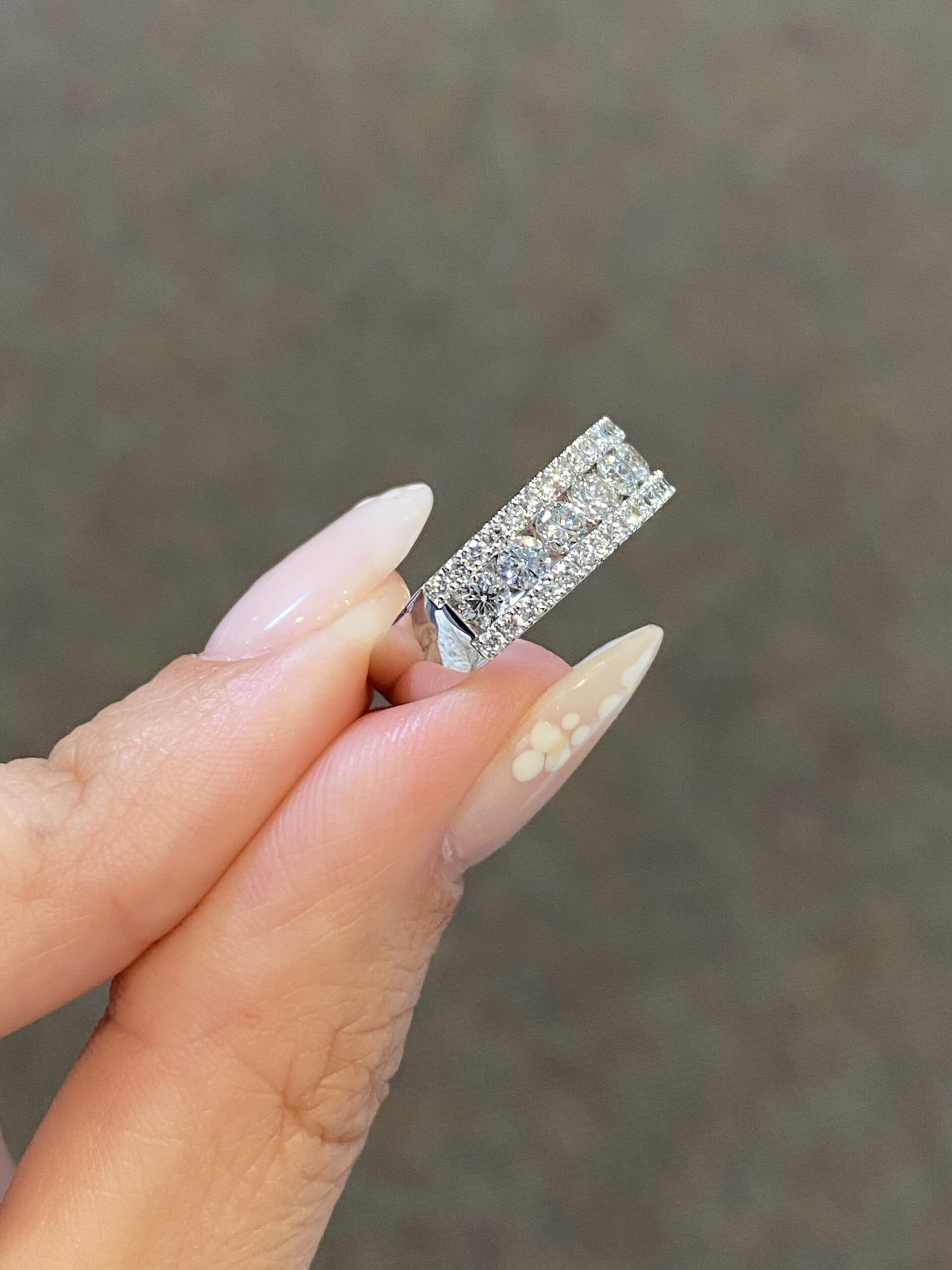 14k White Gold 1.40 Cttw Genuine Round Brilliant Cut Diamond 3 Row Band - Image 5