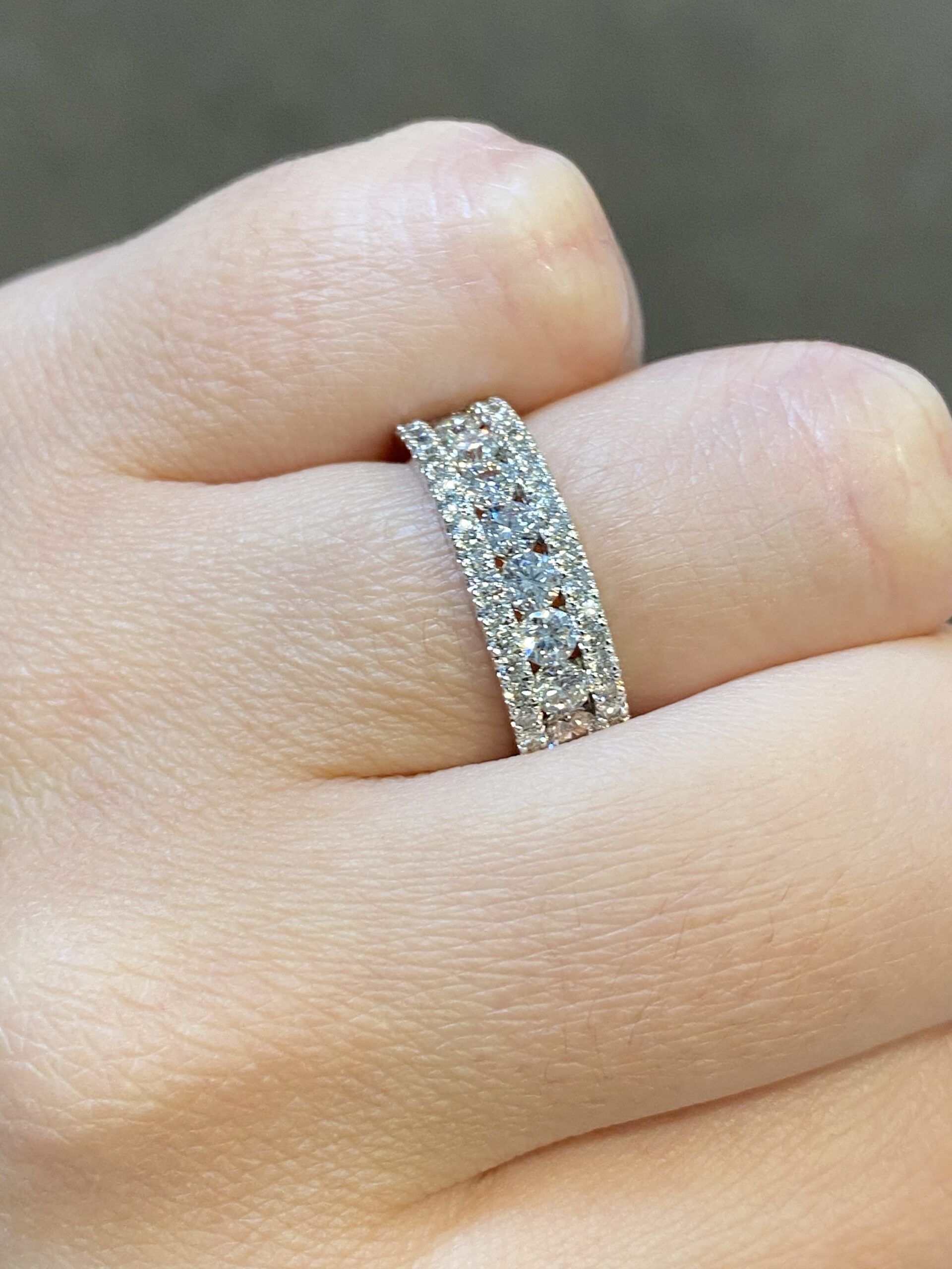 14k White Gold 1.40 Cttw Genuine Round Brilliant Cut Diamond 3 Row Band - Image 10