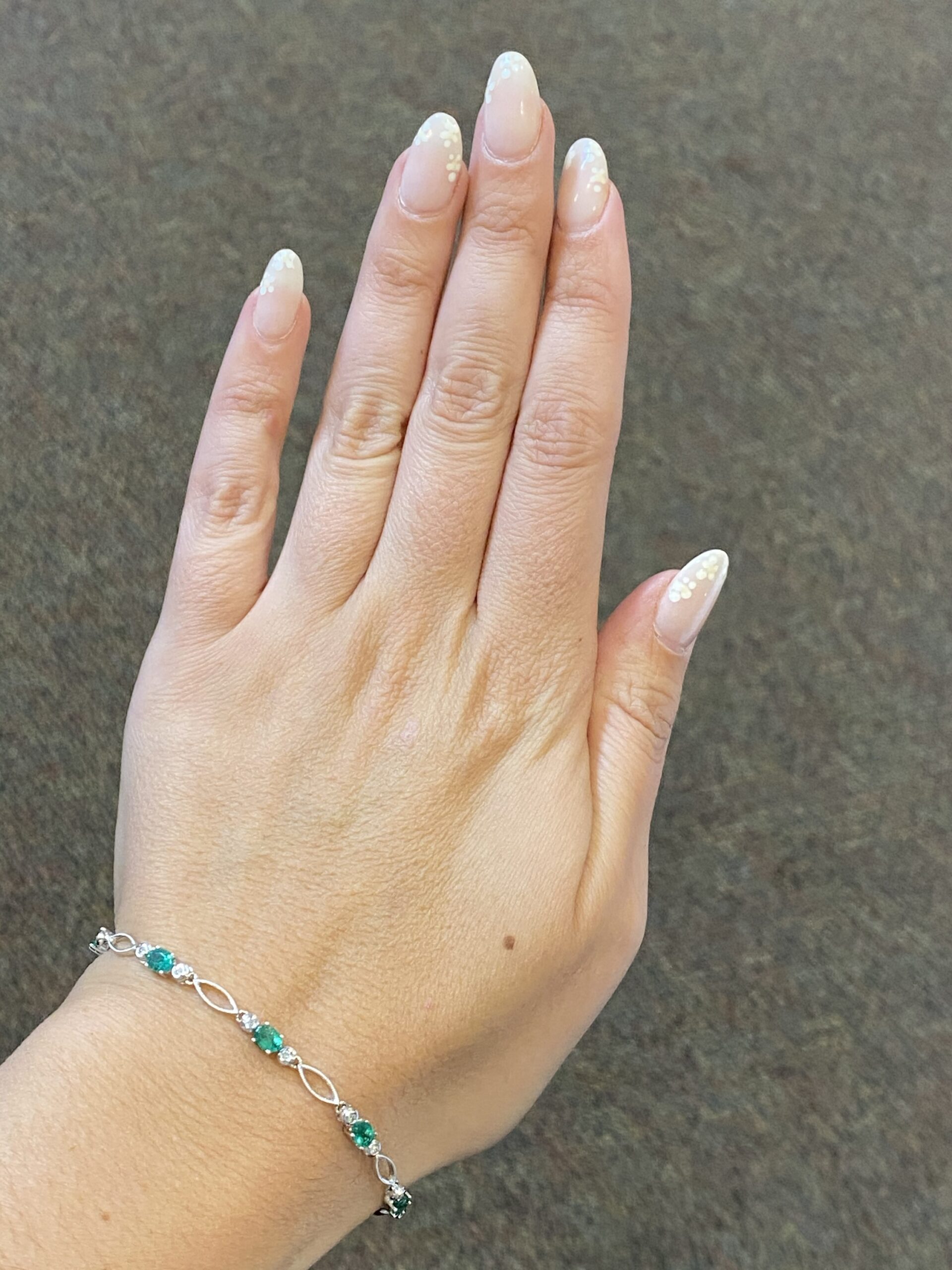 14k White Gold Genuine 2.16 Cttw Emerald & Diamond Bracelet - Image 7