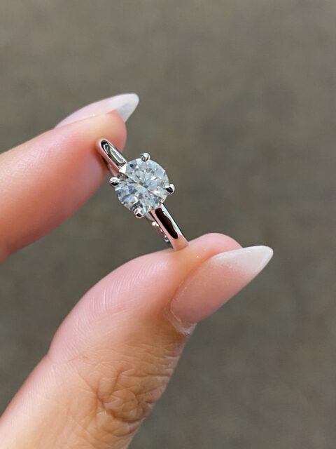 Platinum G.I.A. Certified 1.07 Carat Round Brilliant Cut Diamond Solitaire