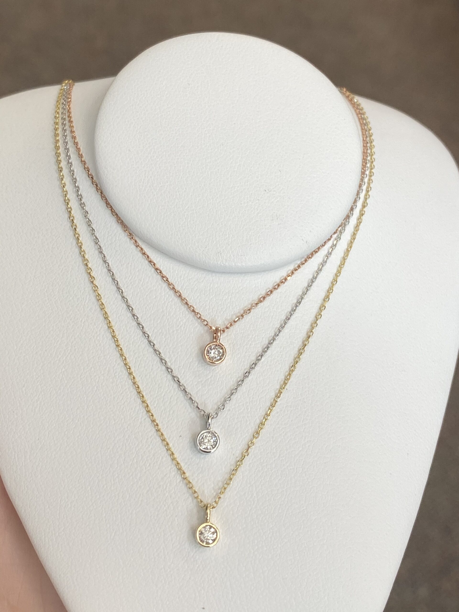 14k Genuine .07 Cttw Diamond Bezel Pendant