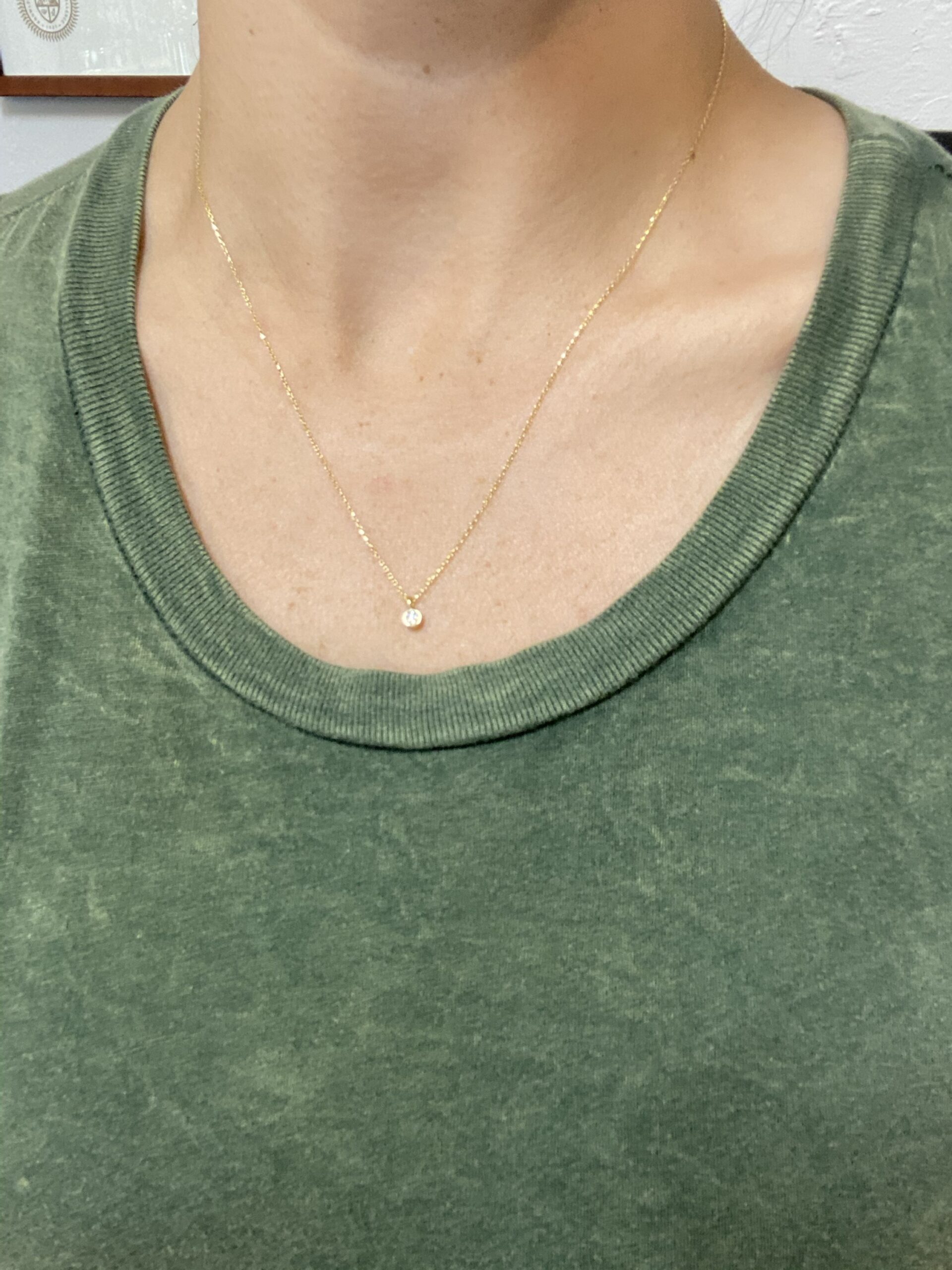 14k Genuine .07 Cttw Diamond Bezel Pendant - Image 9