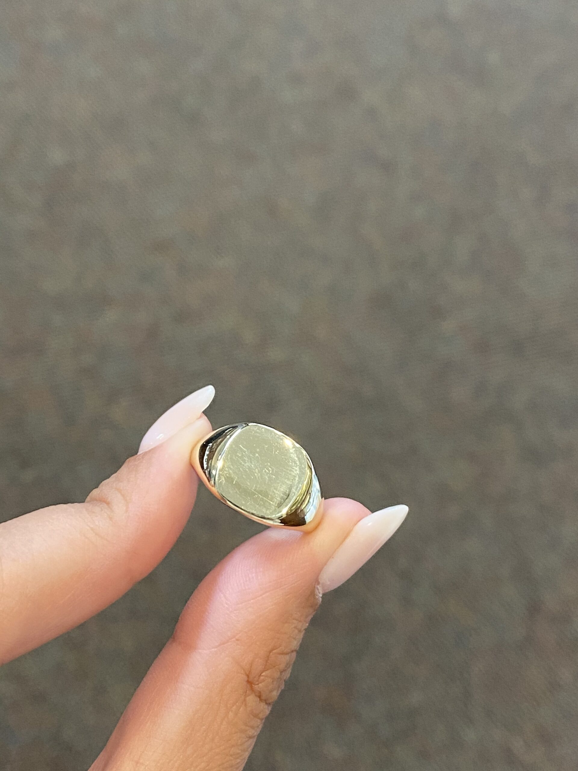 14k Yellow Gold Cushion Shaped 12 MM Signet Ring