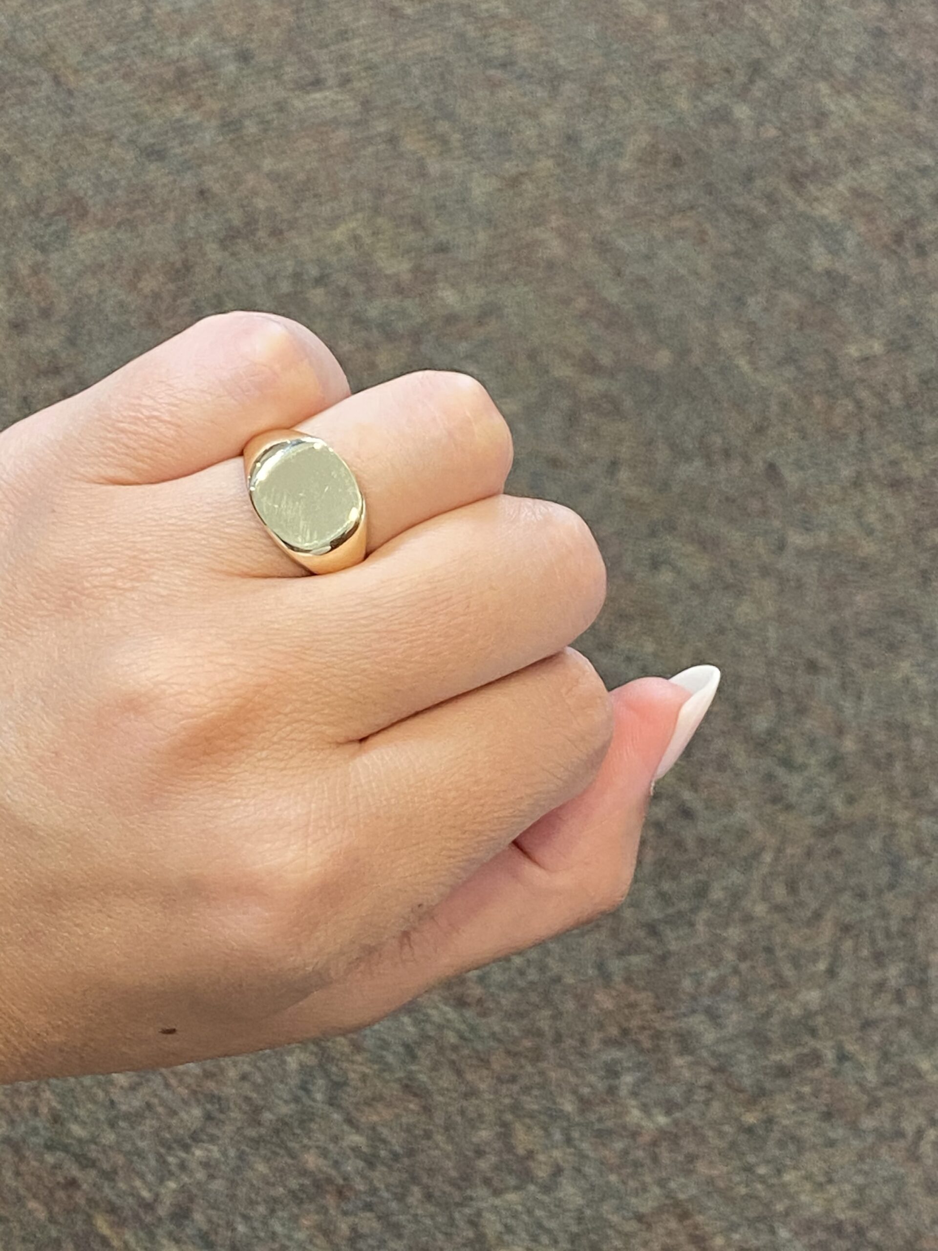 14k Yellow Gold Cushion Shaped 12 MM Signet Ring - Image 5