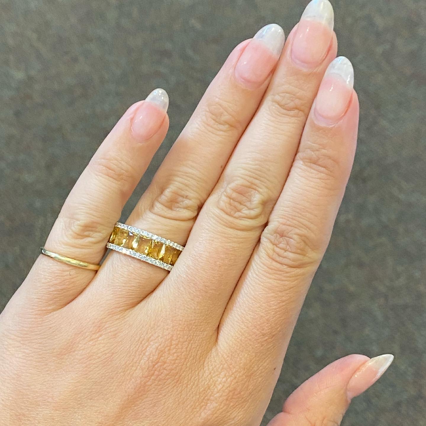 18k White Gold Genuine 8 Cttw Citrine & Diamond Eternity Band - Image 7