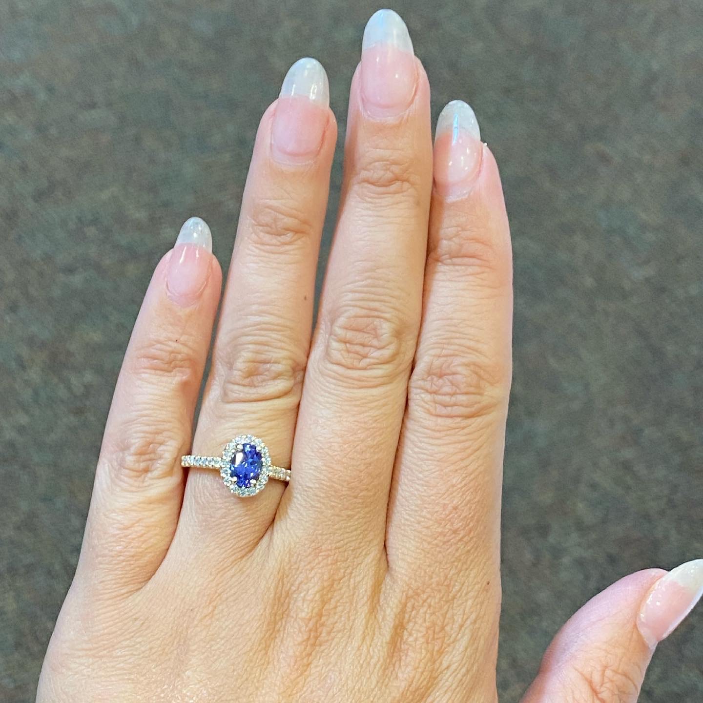 14k Yellow Gold Genuine .85 Cttw Tanzanite & Diamond Halo Ring - Image 8