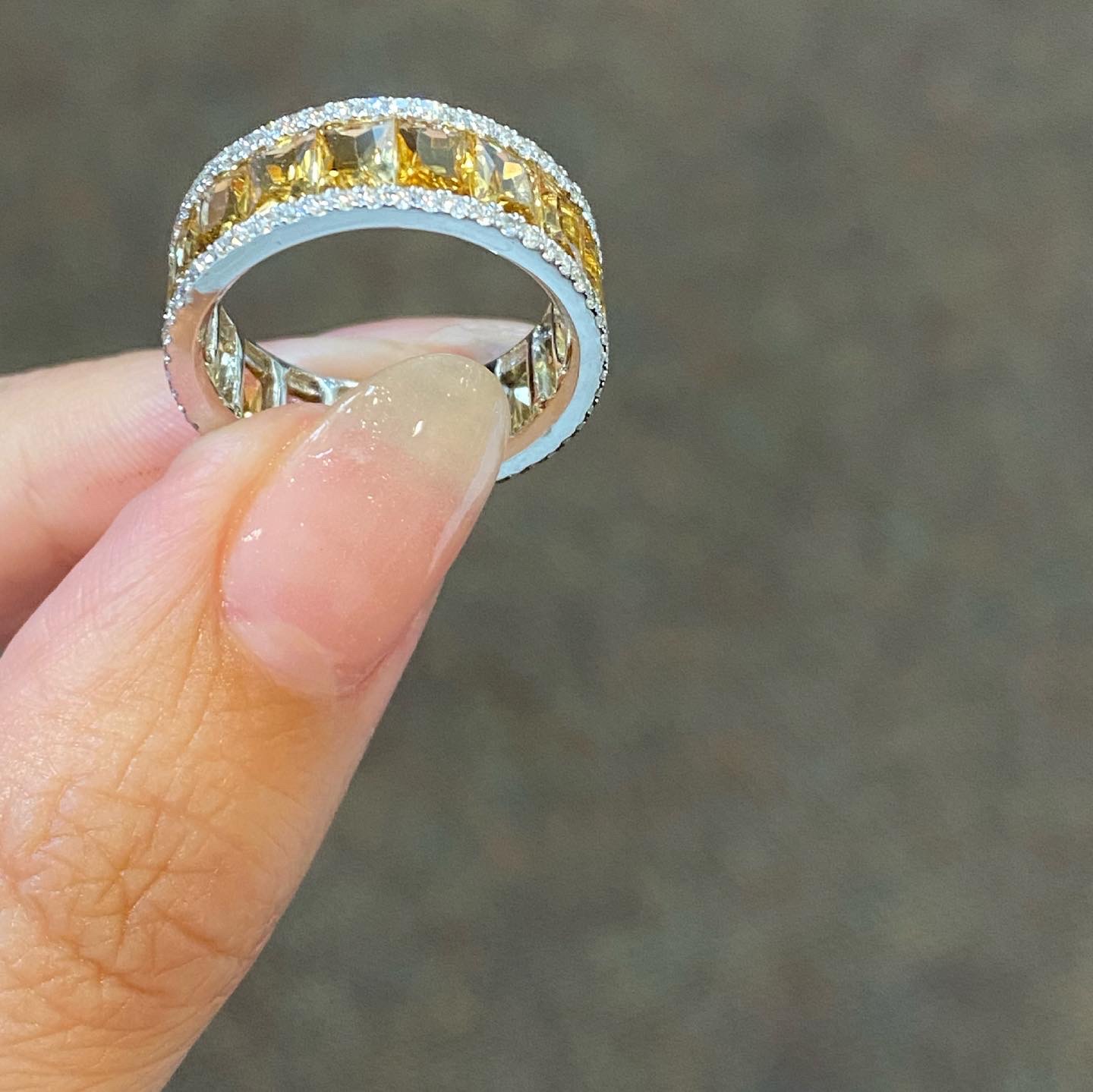 18k White Gold Genuine 8 Cttw Citrine & Diamond Eternity Band - Image 10