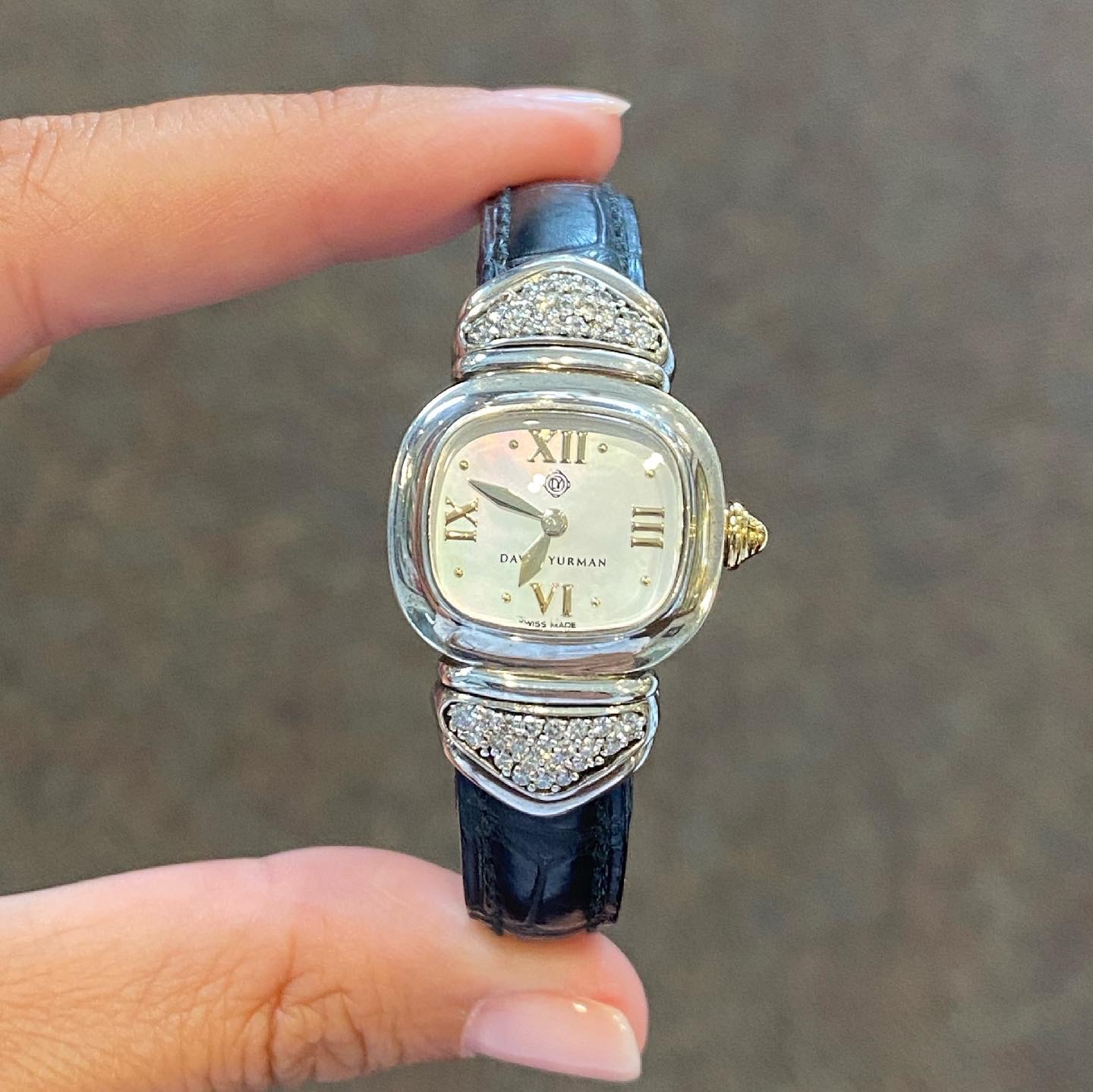 Lady’s Authentic Pre-Owned David Yurman Diamond Watch With Leather Strap - Image 3