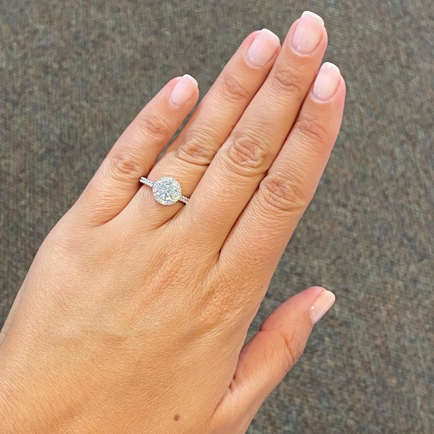 14k White Gold Genuine .92 Cttw G.I.A. Certified Round Brilliant Cut Diamond Halo Ring - Image 14