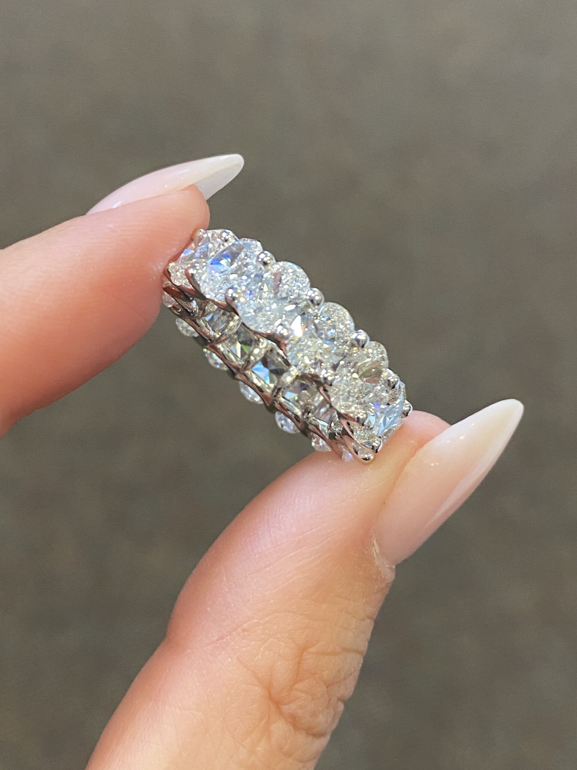 Platinum 7.65 Cttw Genuine Oval Diamond Eternity Band