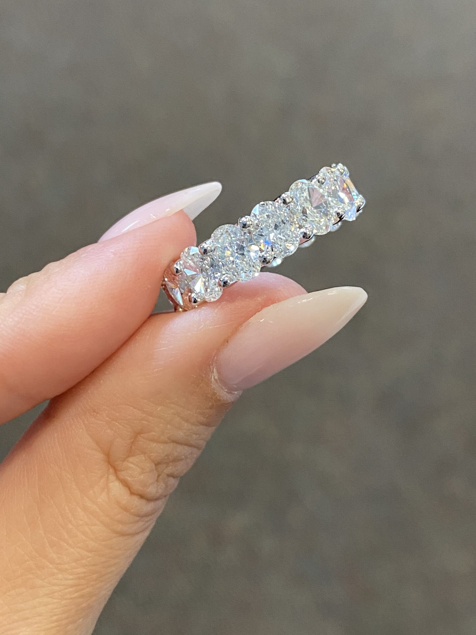 Platinum 7.65 Cttw Genuine Oval Diamond Eternity Band - Image 3