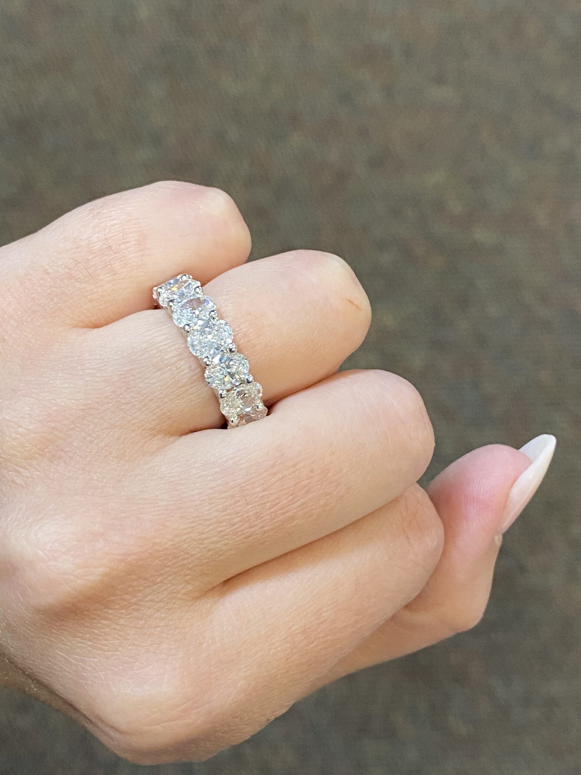 Platinum 7.65 Cttw Genuine Oval Diamond Eternity Band - Image 7