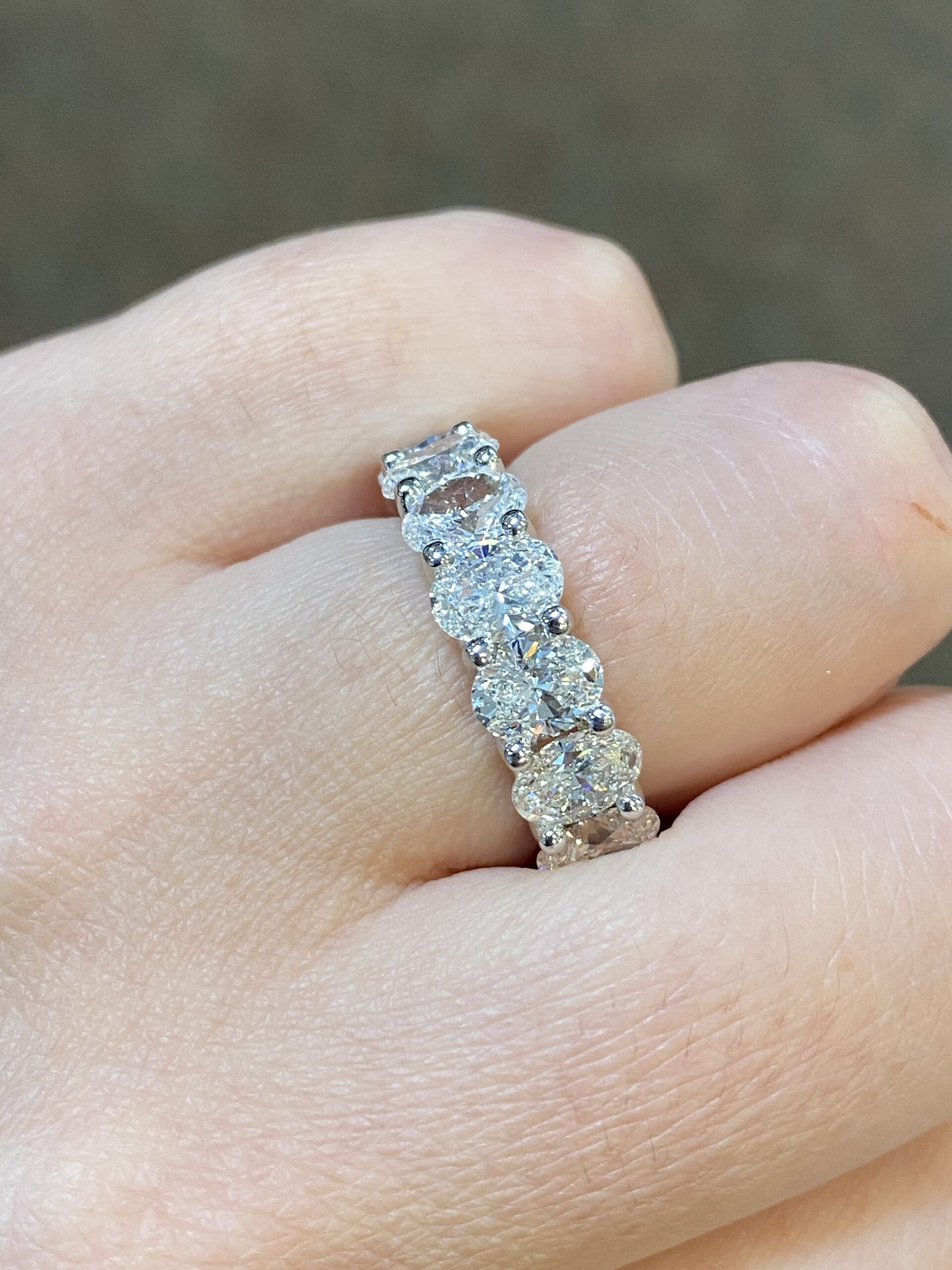 Platinum 7.65 Cttw Genuine Oval Diamond Eternity Band - Image 8