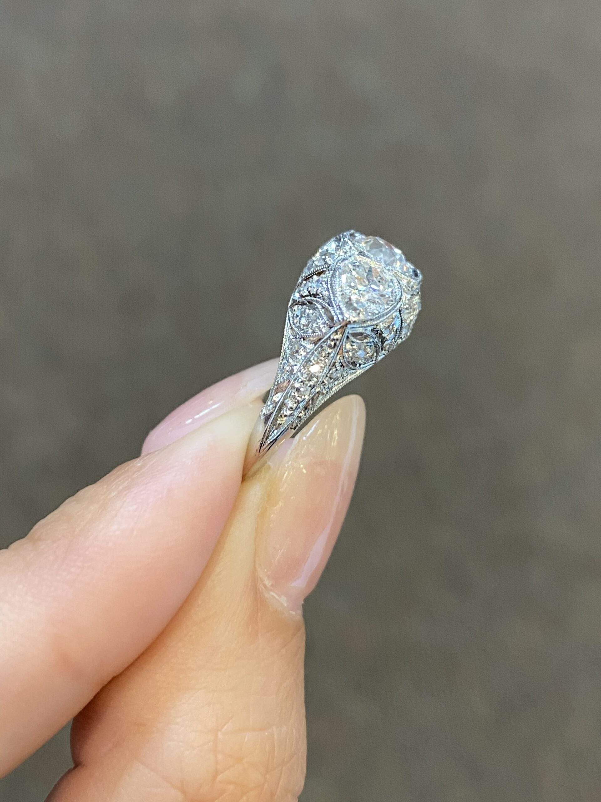 Antique Platinum Edwardian Cocktail Ring - Image 6