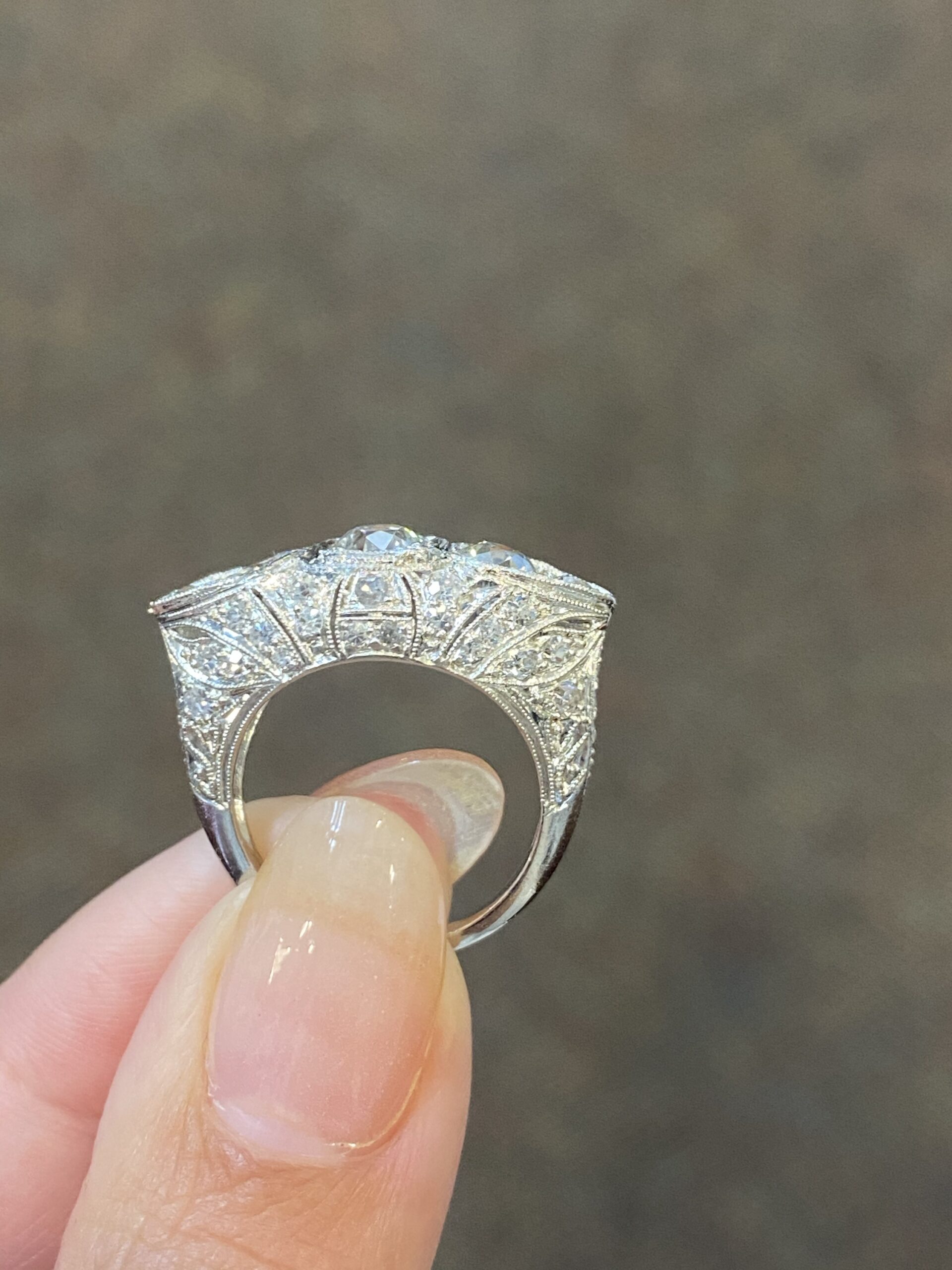 Antique Platinum Edwardian Cocktail Ring - Image 9
