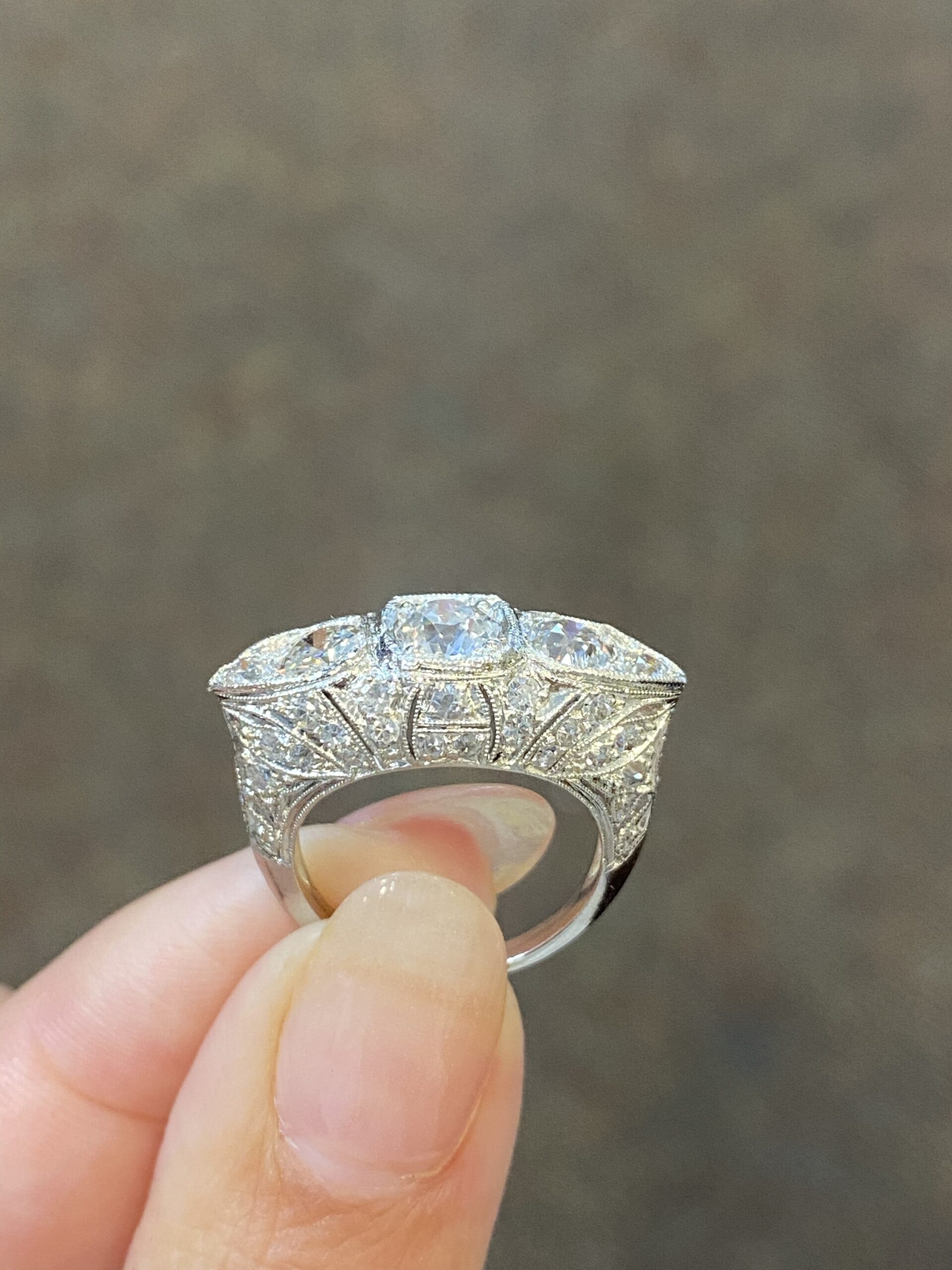 Antique Platinum Edwardian Cocktail Ring - Image 10