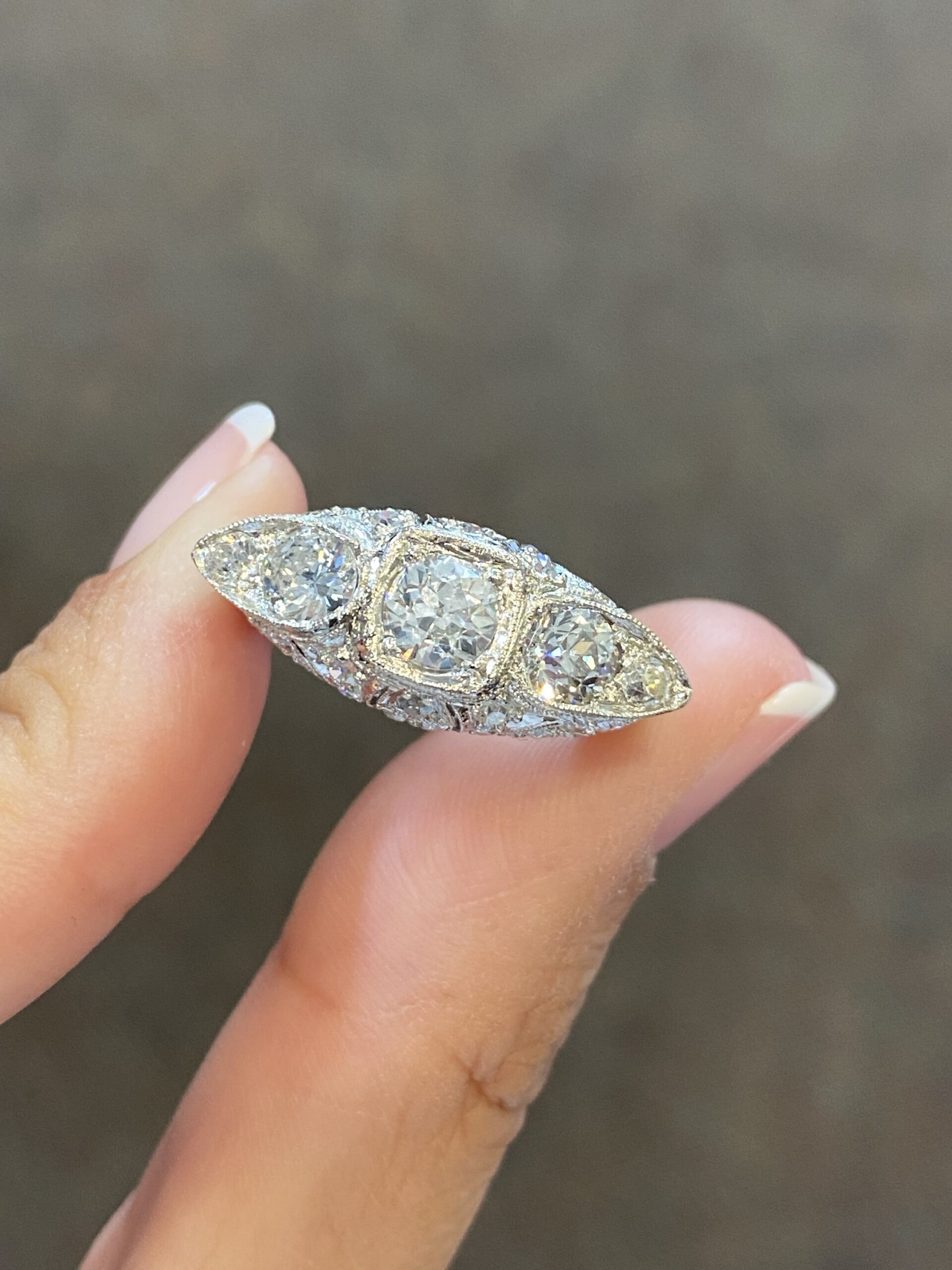 Antique Platinum Edwardian Cocktail Ring