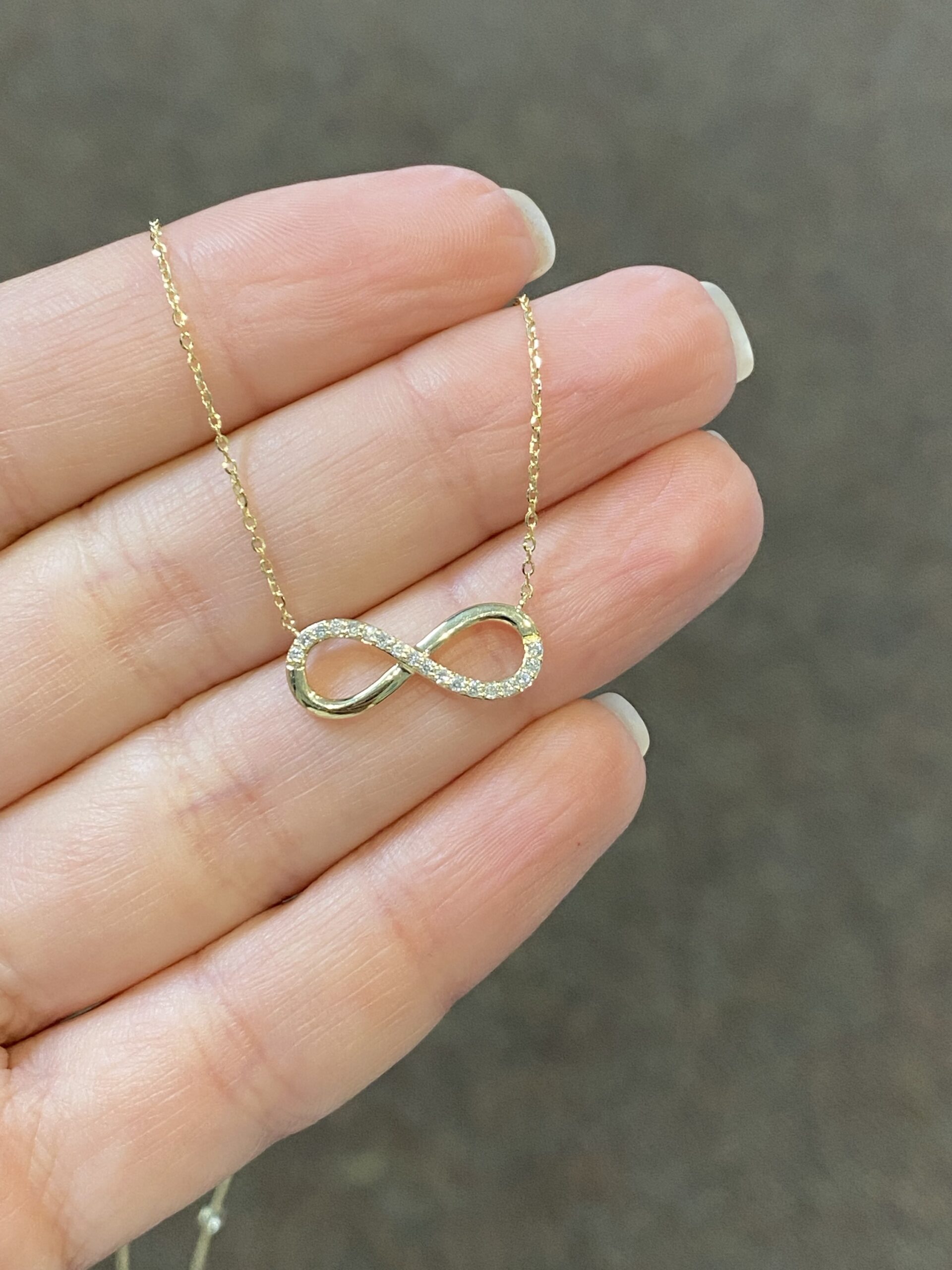 14k Yellow Gold Genuine Diamond Infinity Motif Pendant - Image 3