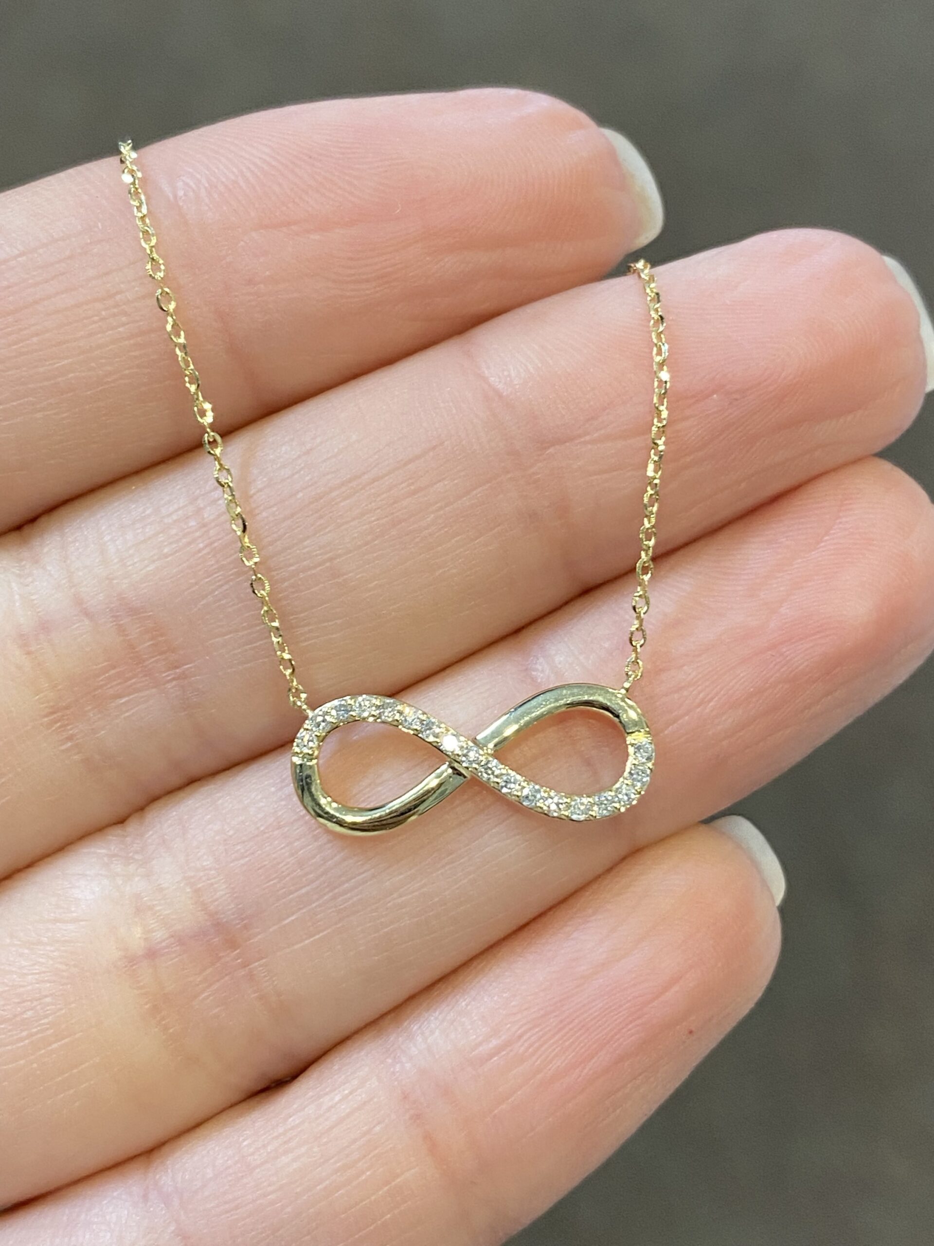 14k Yellow Gold Genuine Diamond Infinity Motif Pendant - Image 2