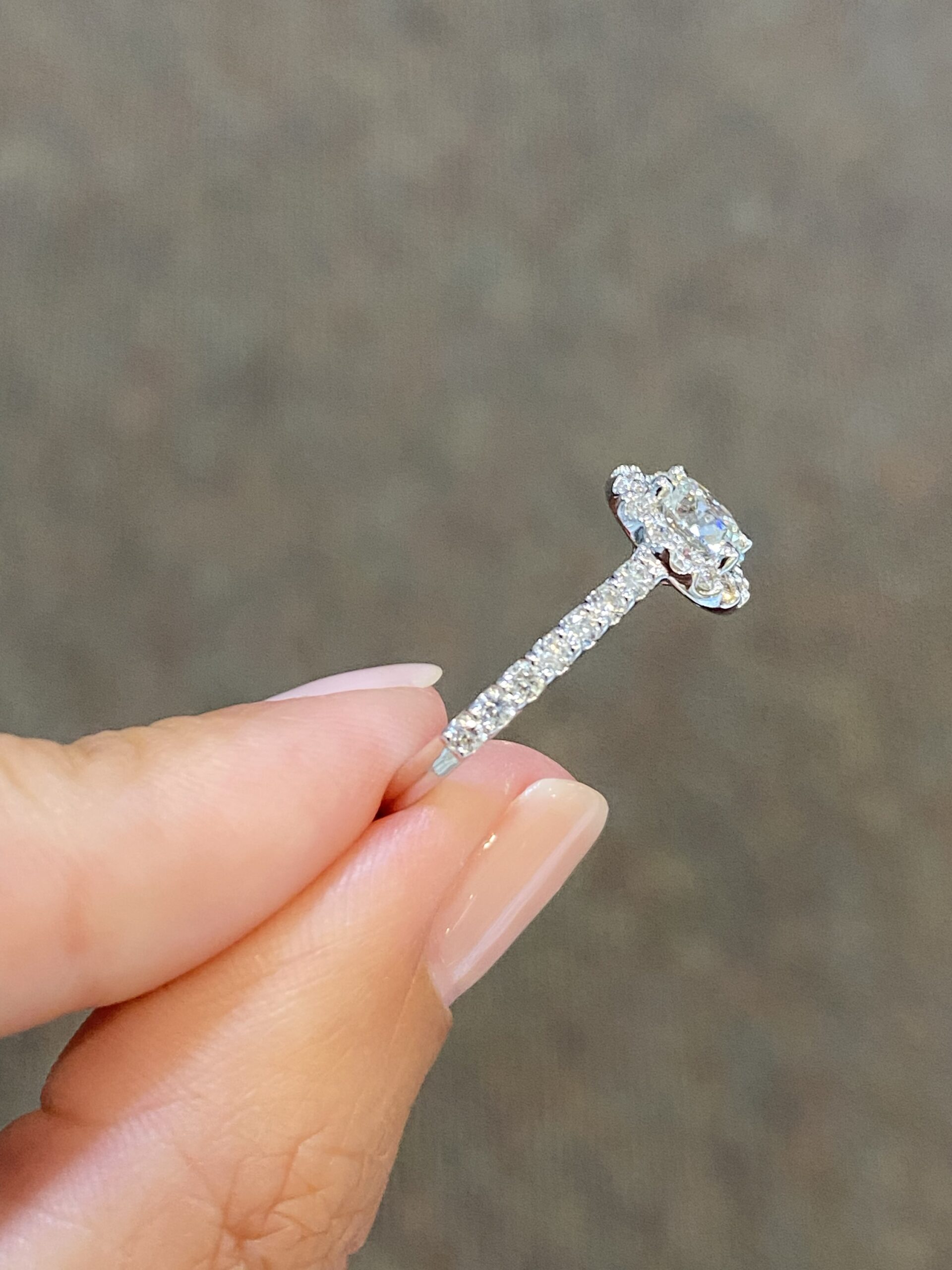 14k White Gold Genuine .92 Cttw G.I.A. Certified Round Brilliant Cut Diamond Halo Ring - Image 6