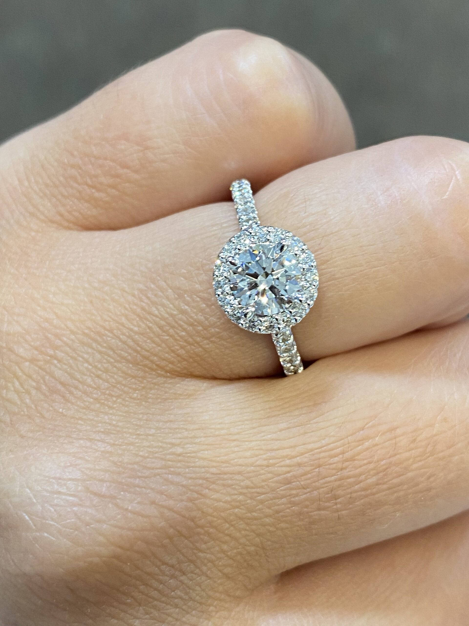 14k White Gold Genuine .92 Cttw G.I.A. Certified Round Brilliant Cut Diamond Halo Ring - Image 10