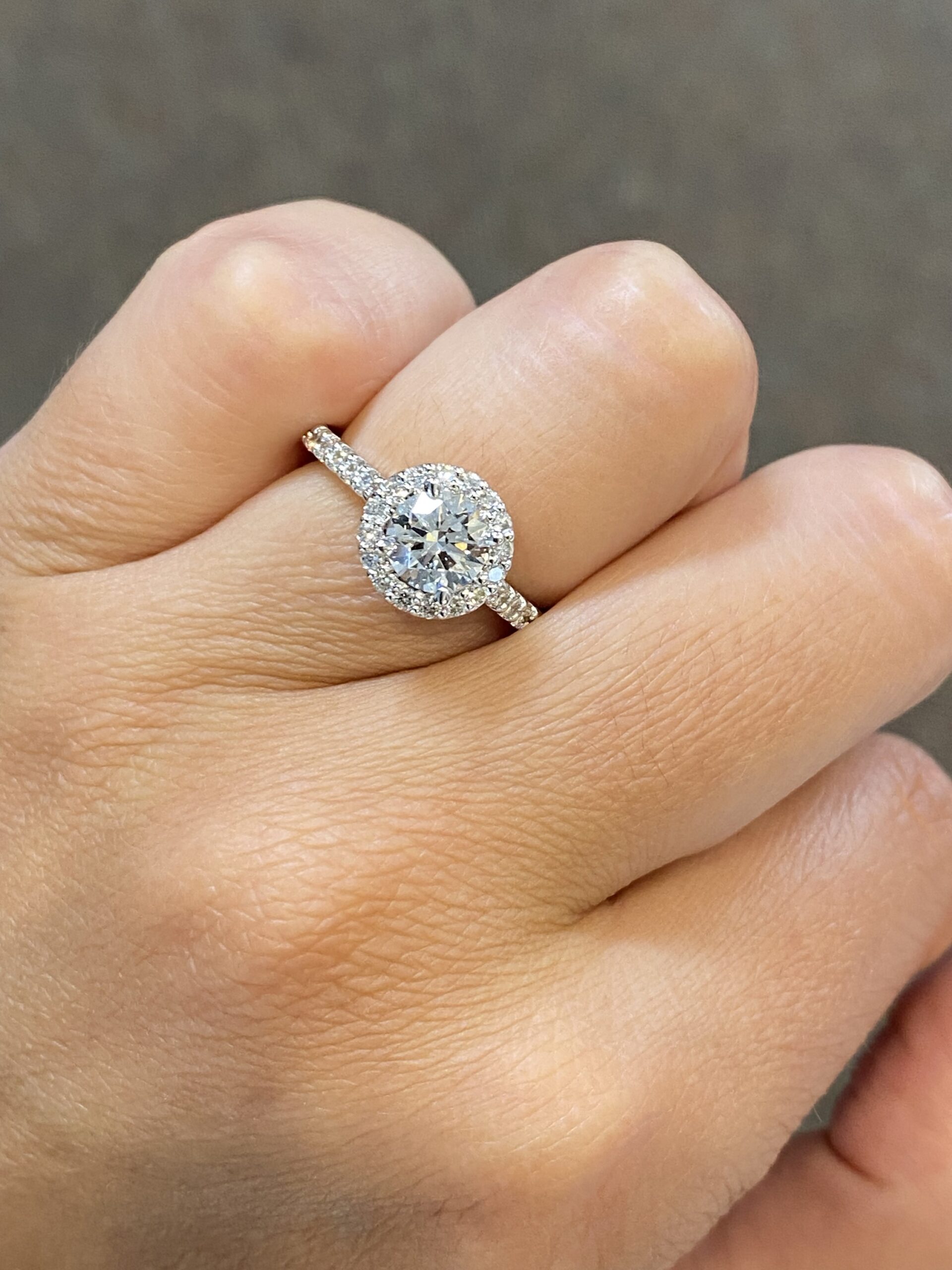 14k White Gold Genuine .92 Cttw G.I.A. Certified Round Brilliant Cut Diamond Halo Ring - Image 11