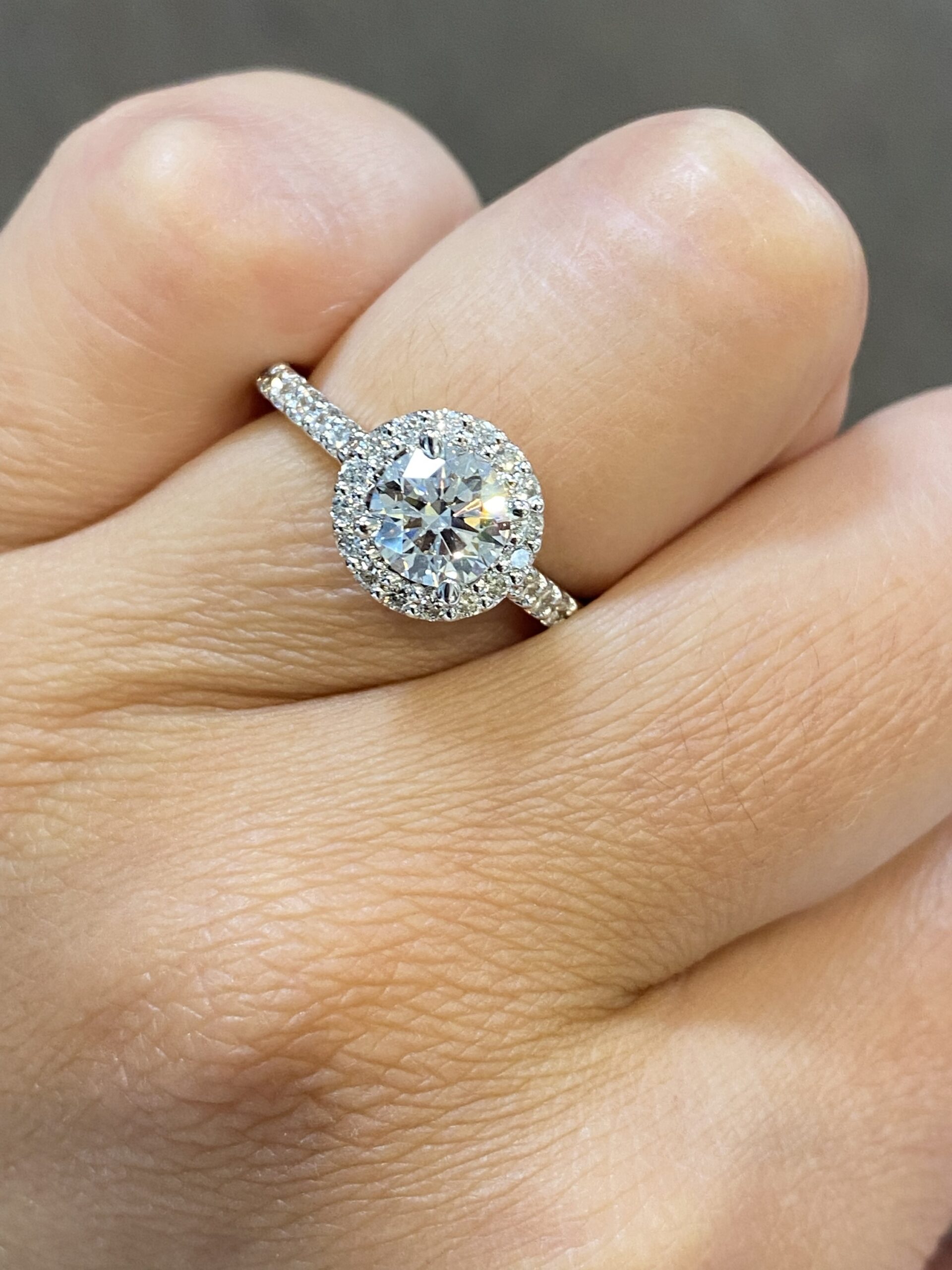 14k White Gold Genuine .92 Cttw G.I.A. Certified Round Brilliant Cut Diamond Halo Ring - Image 12