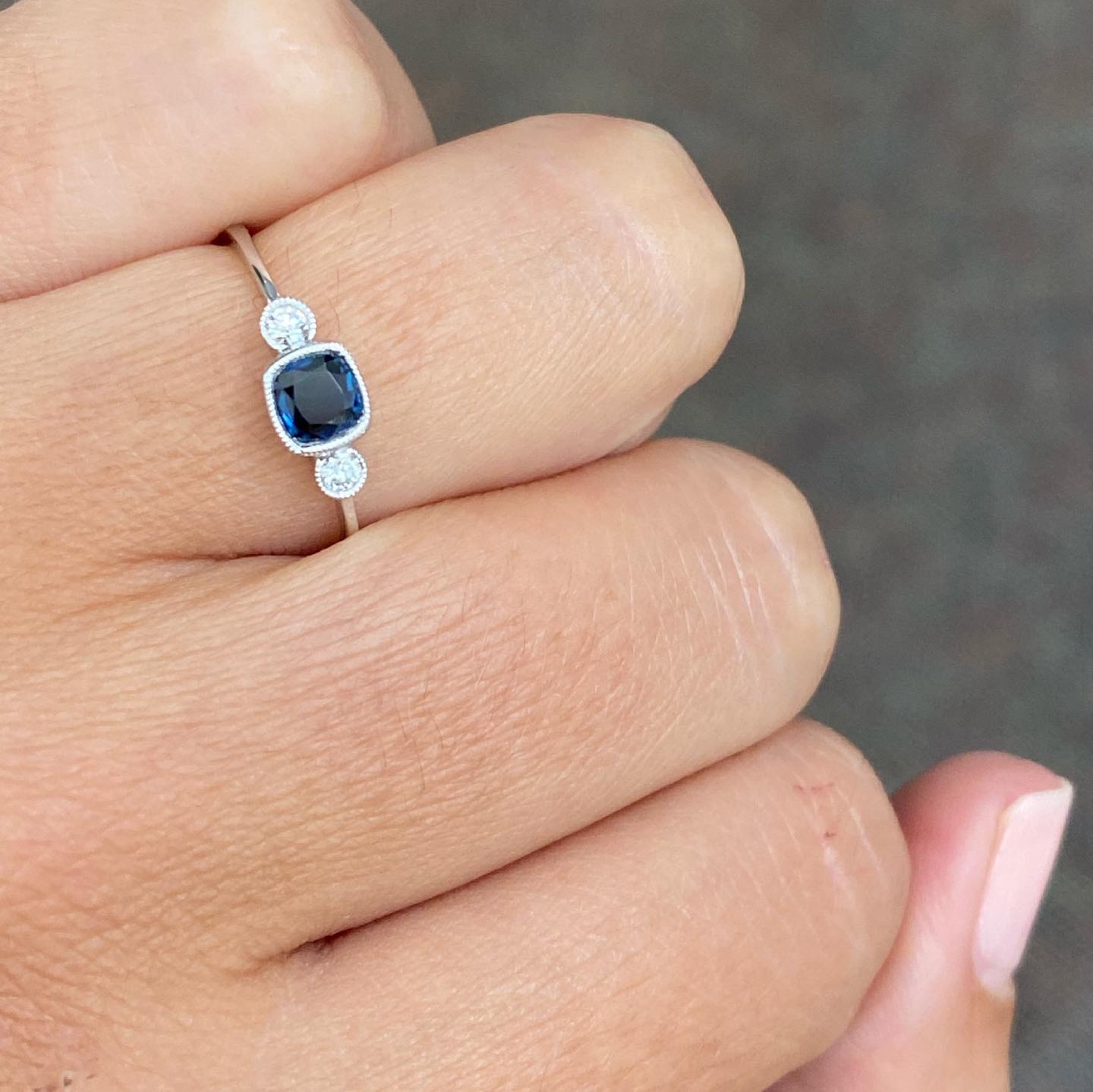 14k White Gold .35 Cttw Sapphire & Diamond Delicate Ring - Image 8