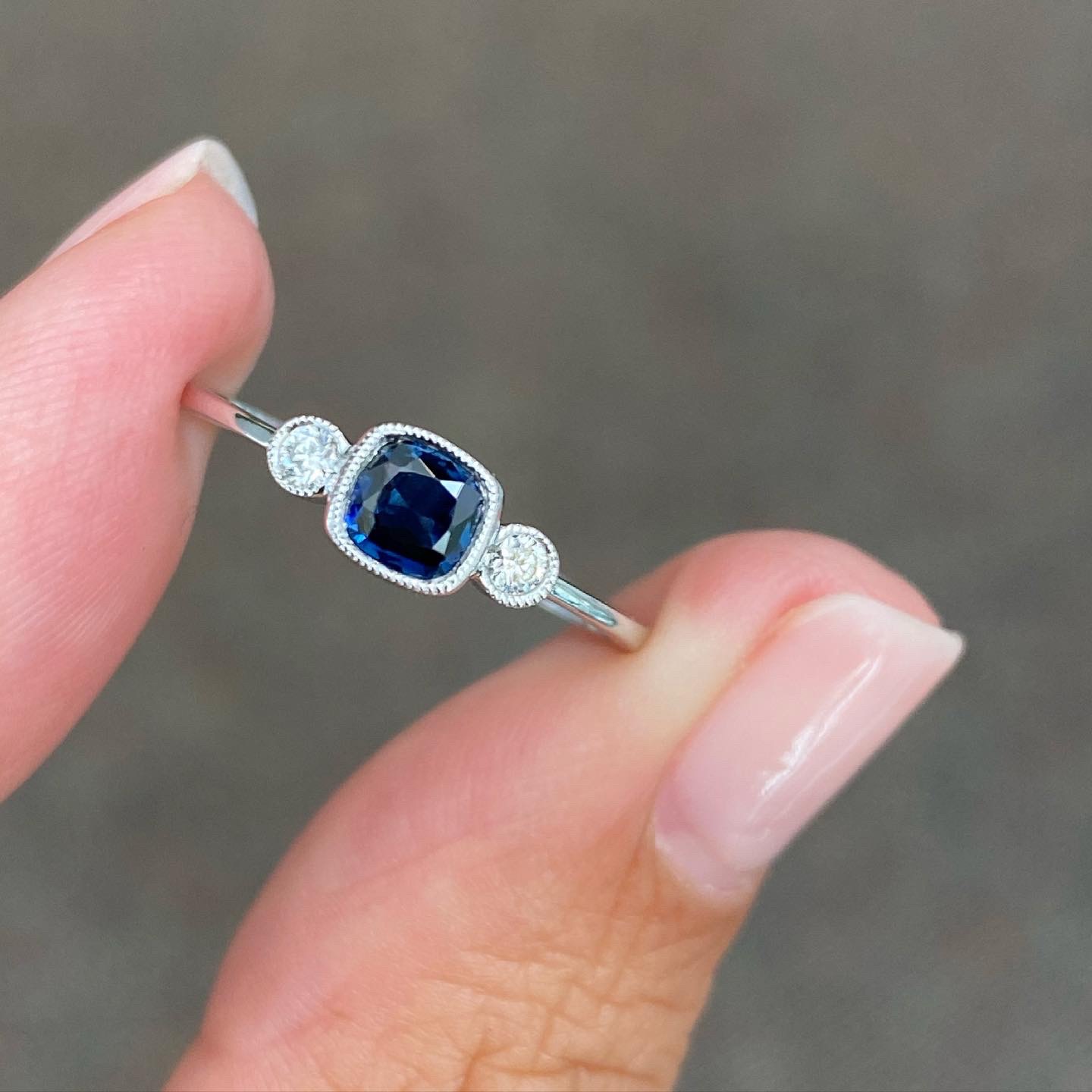 14k White Gold .35 Cttw Sapphire & Diamond Delicate Ring