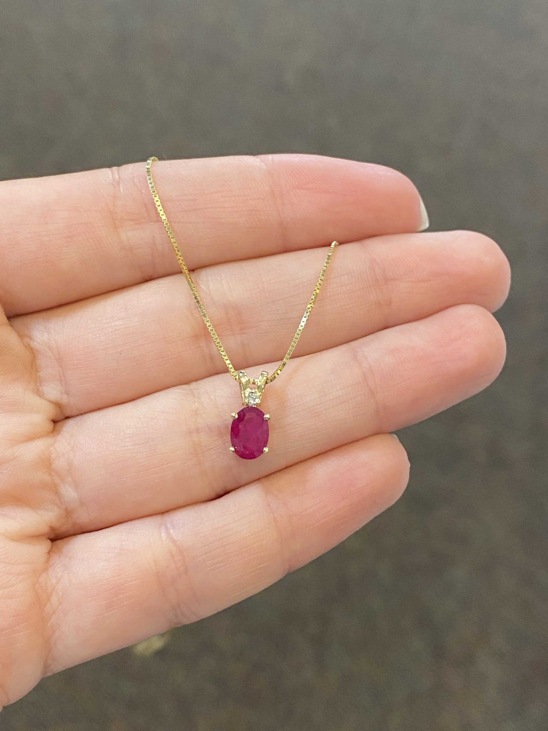 14k Yellow Gold Genuine 9 x 7 MM Ruby & Diamond Pendant - Image 5