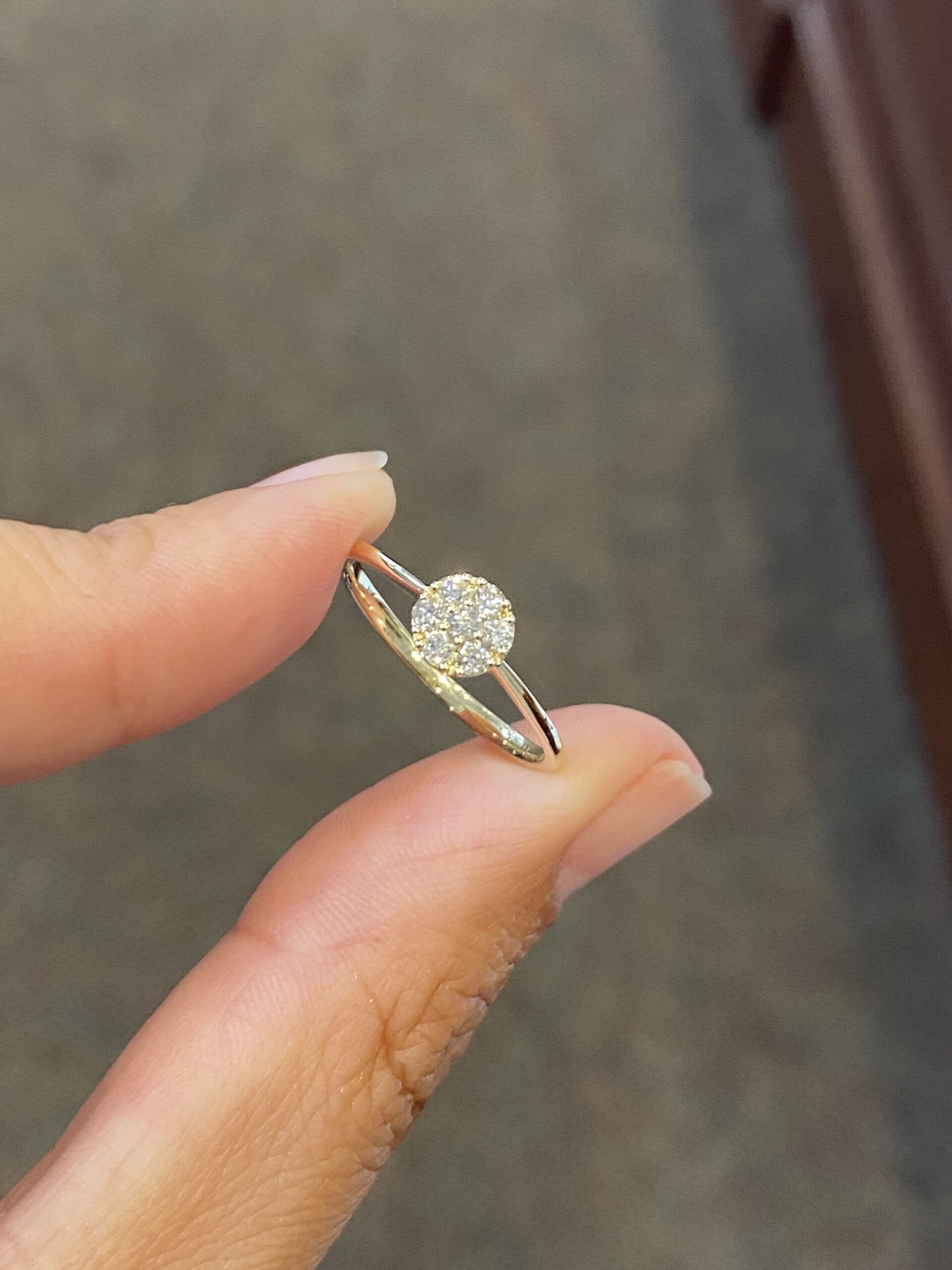 14k Yellow Gold .20 Cttw Genuine Round Brilliant Cut Diamond Cluster Ring