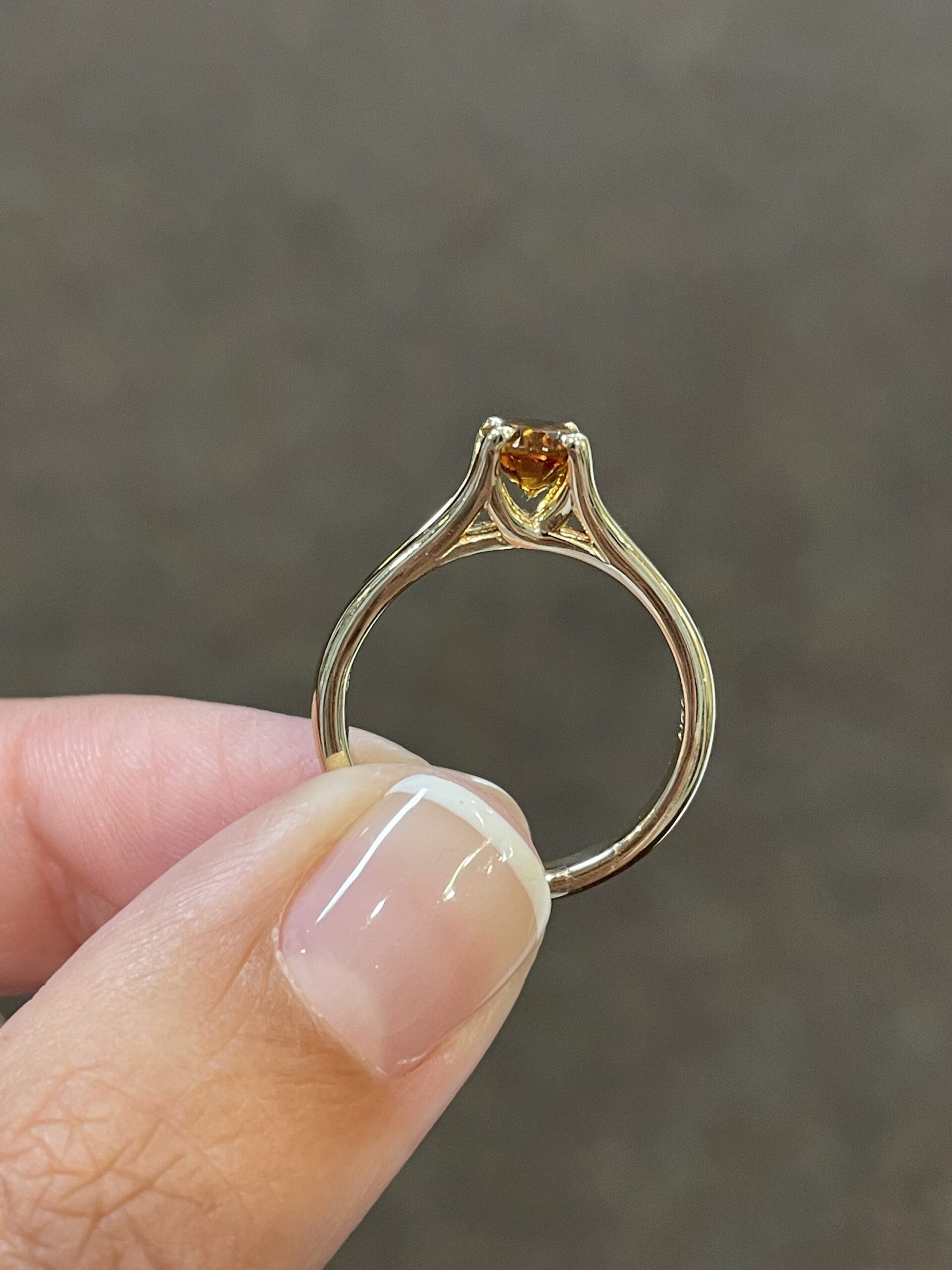 14k Yellow Gold Genuine Oval Shaped Citrine Split Shank Ring - Image 6